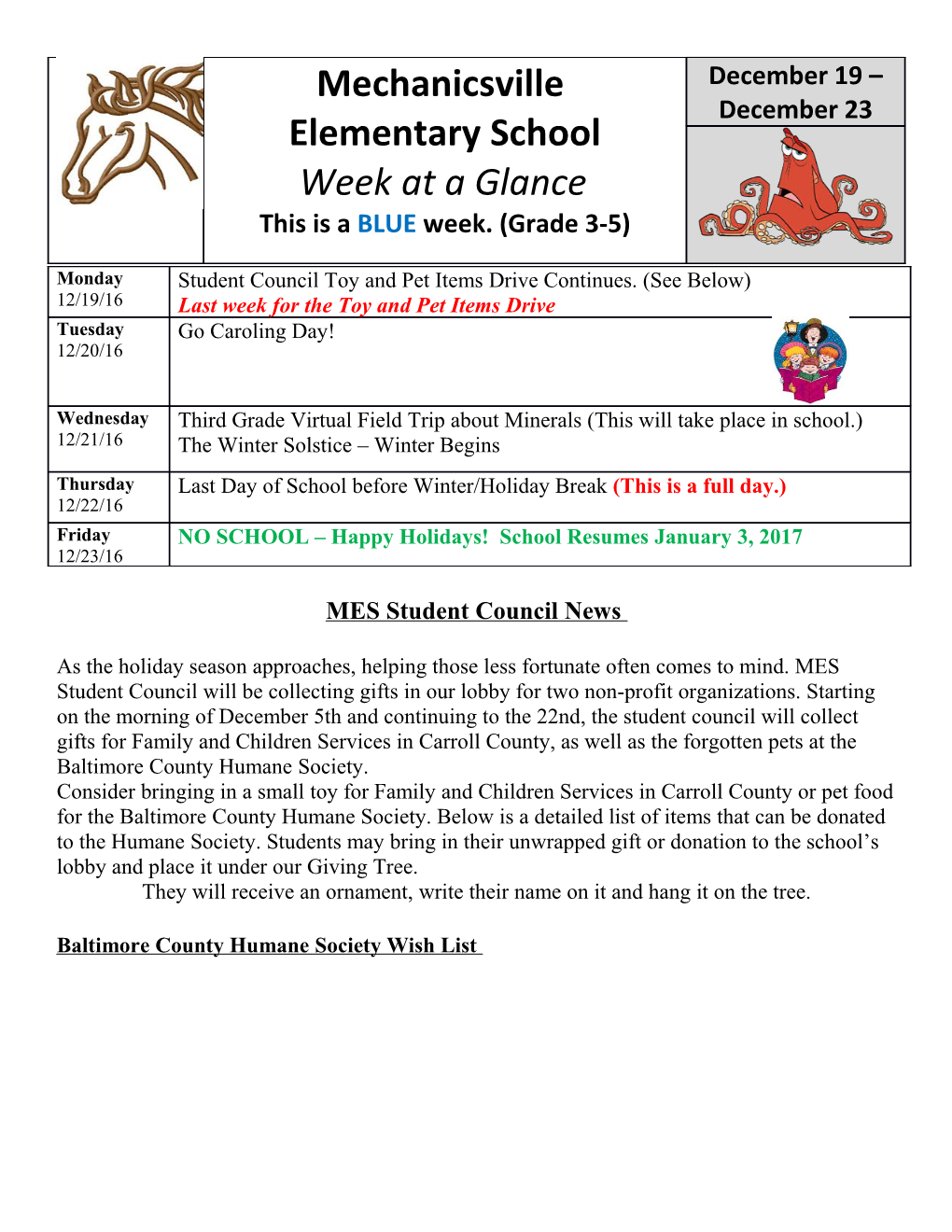 MES Student Council News
