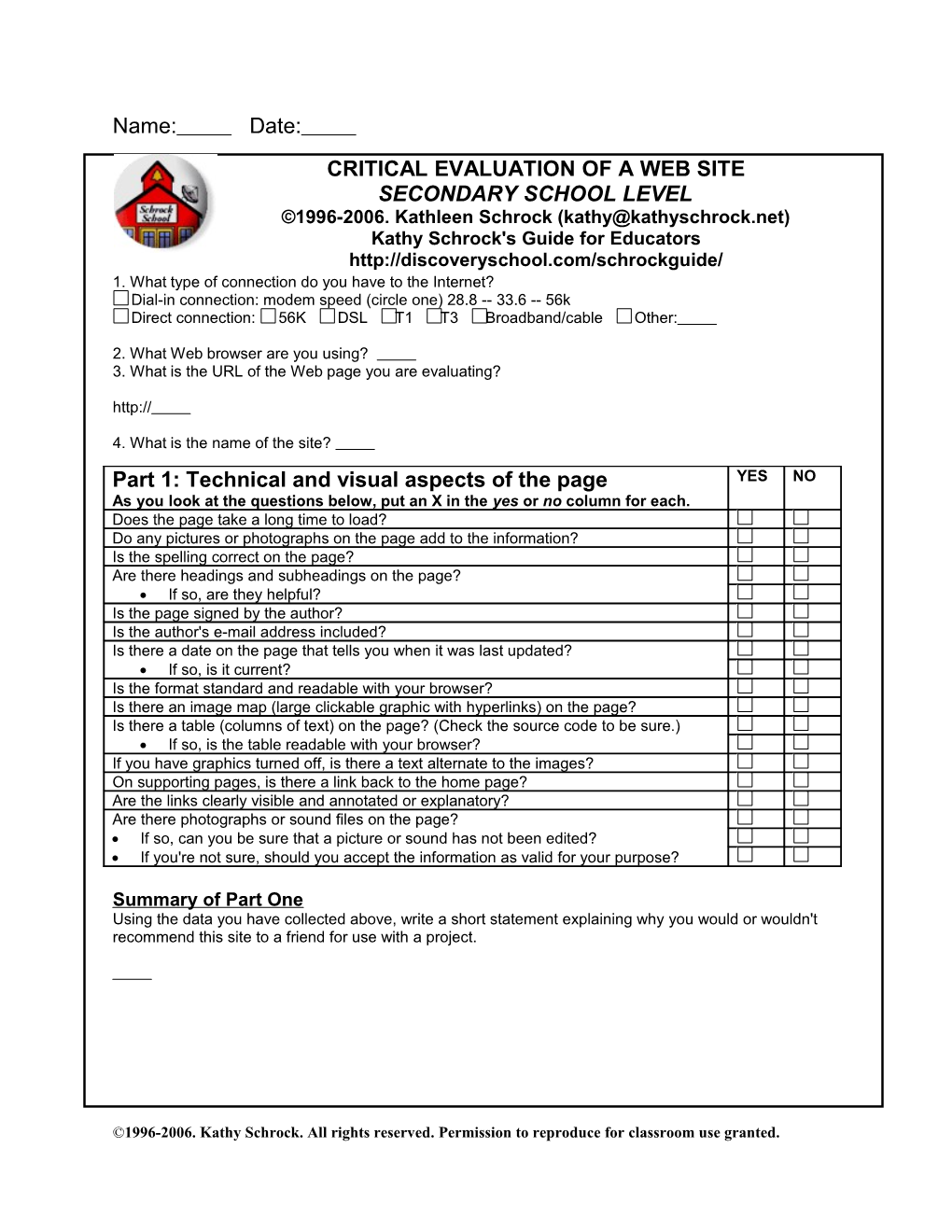 Critical Evaluation of a Web Site- Secondary