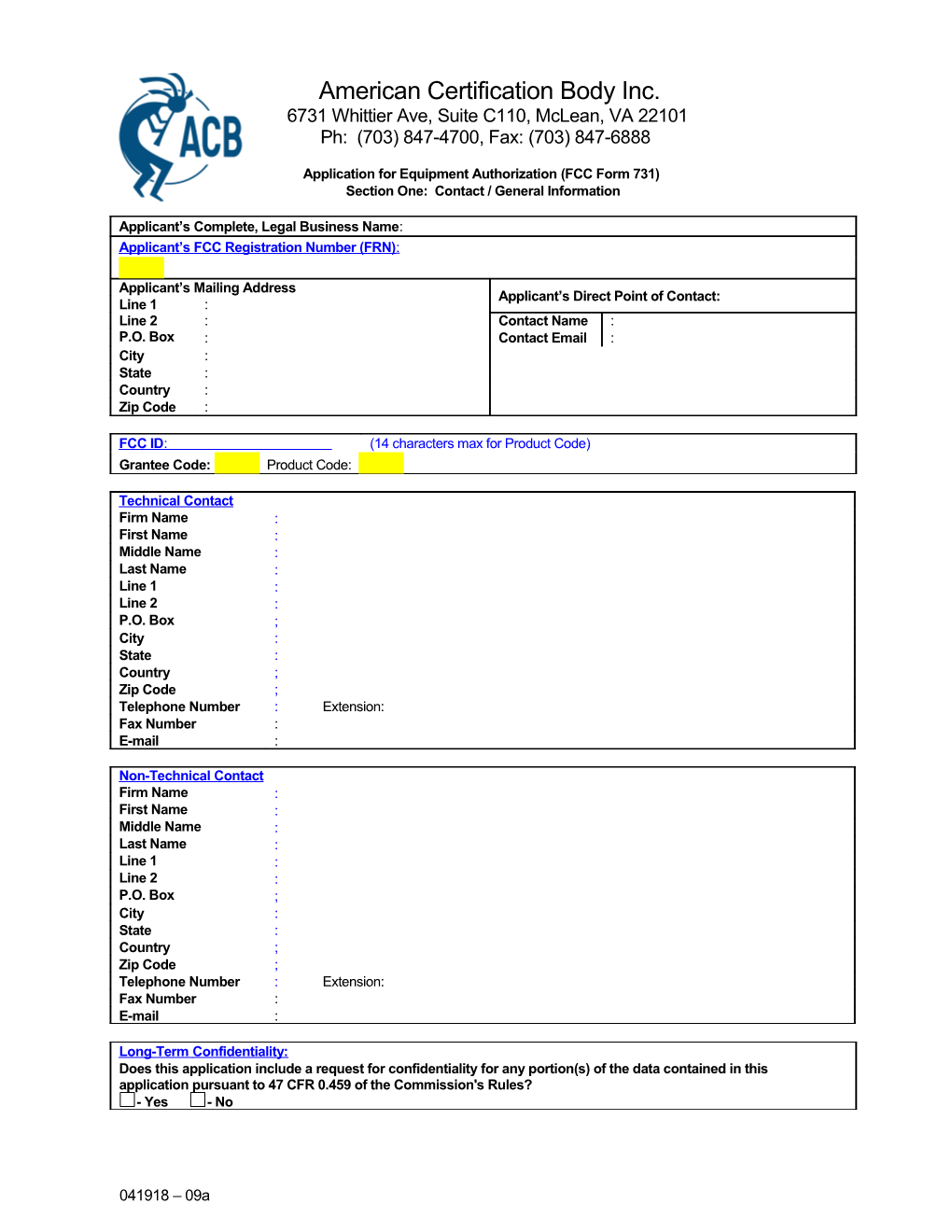 Application for Equipment Authorization (FCC Form 731)