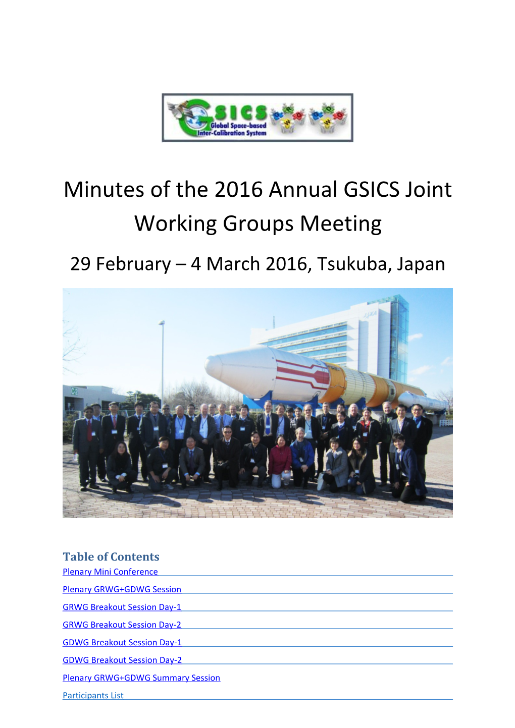 GSICS Working Groups 2016 Minutes