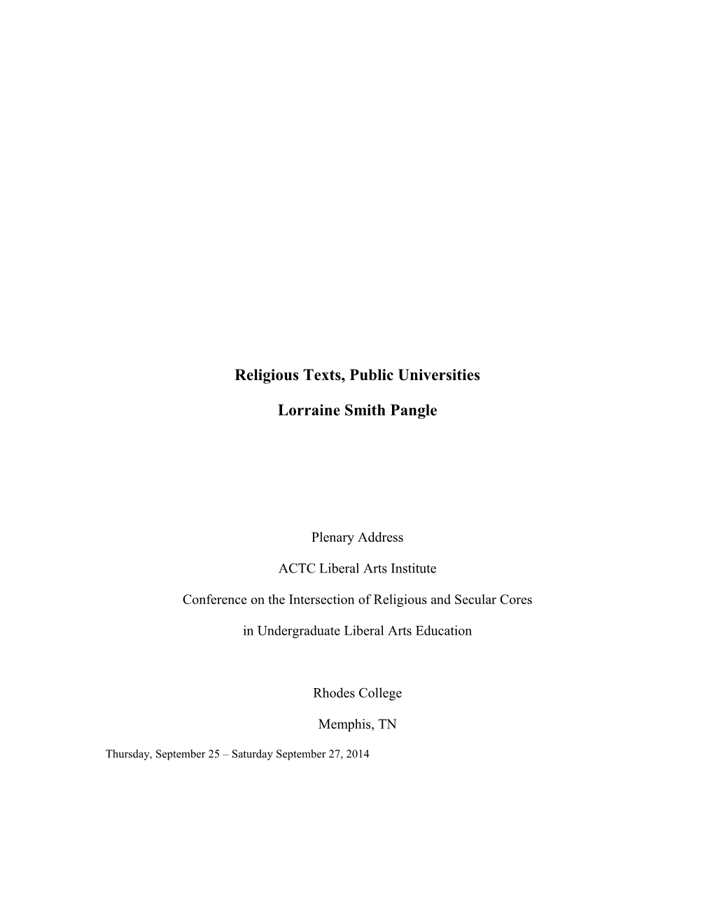 Religious Texts, Public Universities