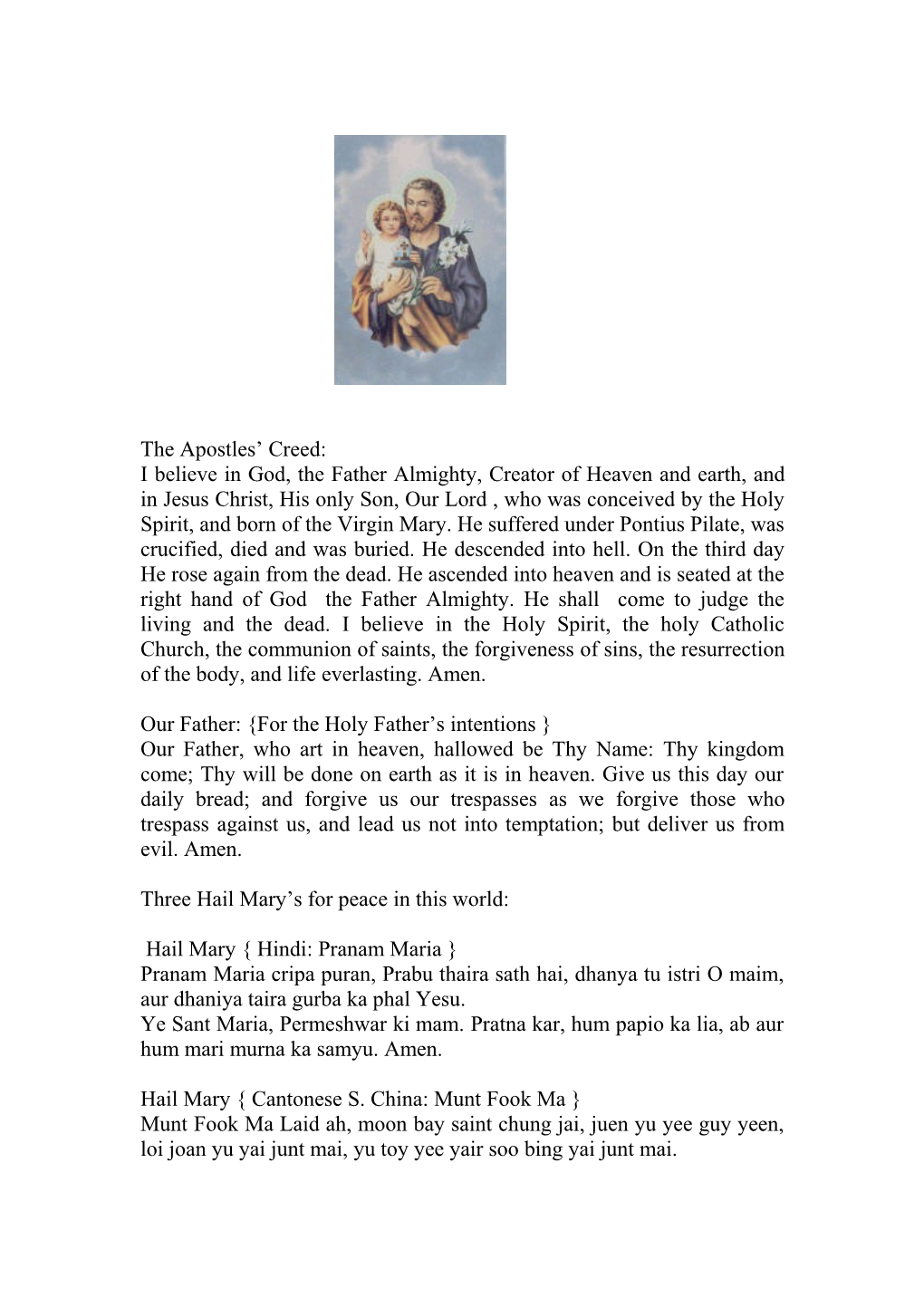 Prayers of the Peaceful Rosary