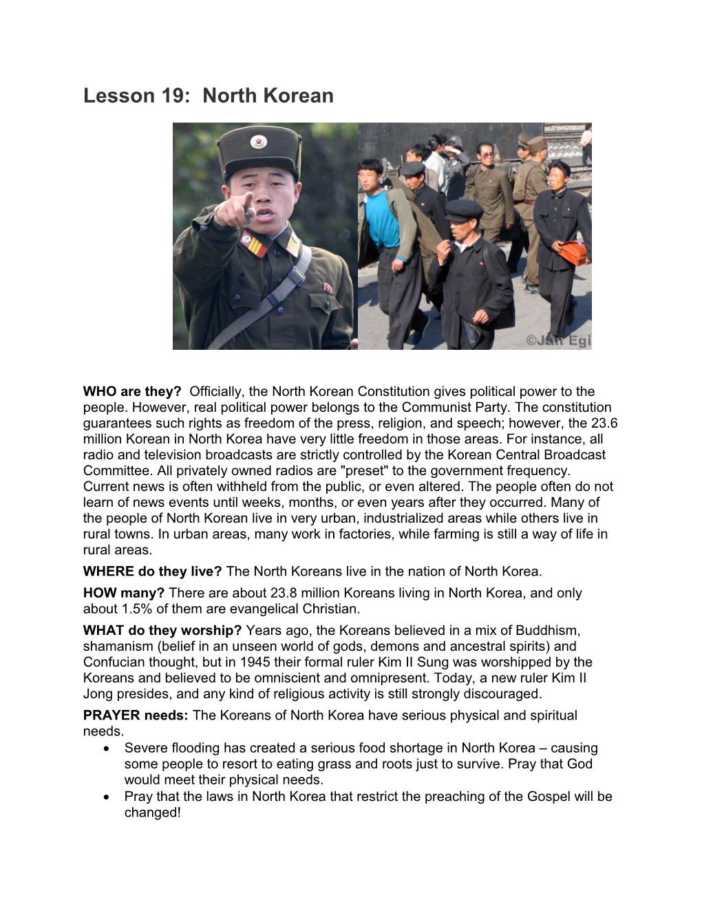 Lesson 19: North Korean