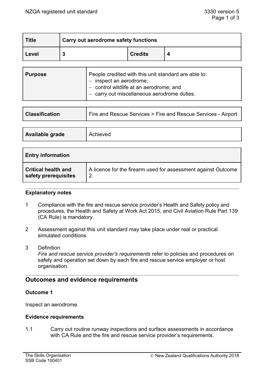 3330 Carry out Aerodrome Safety Functions