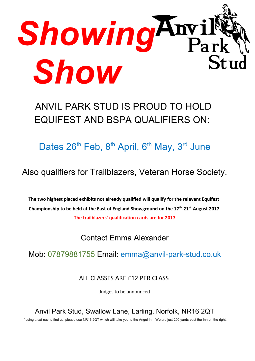 Anvil Park Stud Is Proud to Hold