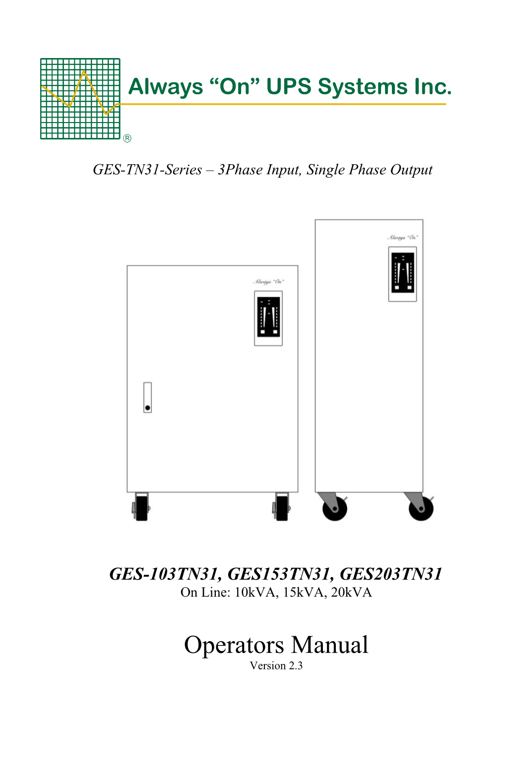 GES-TN31-Series 3Phase Input, Single Phase Output