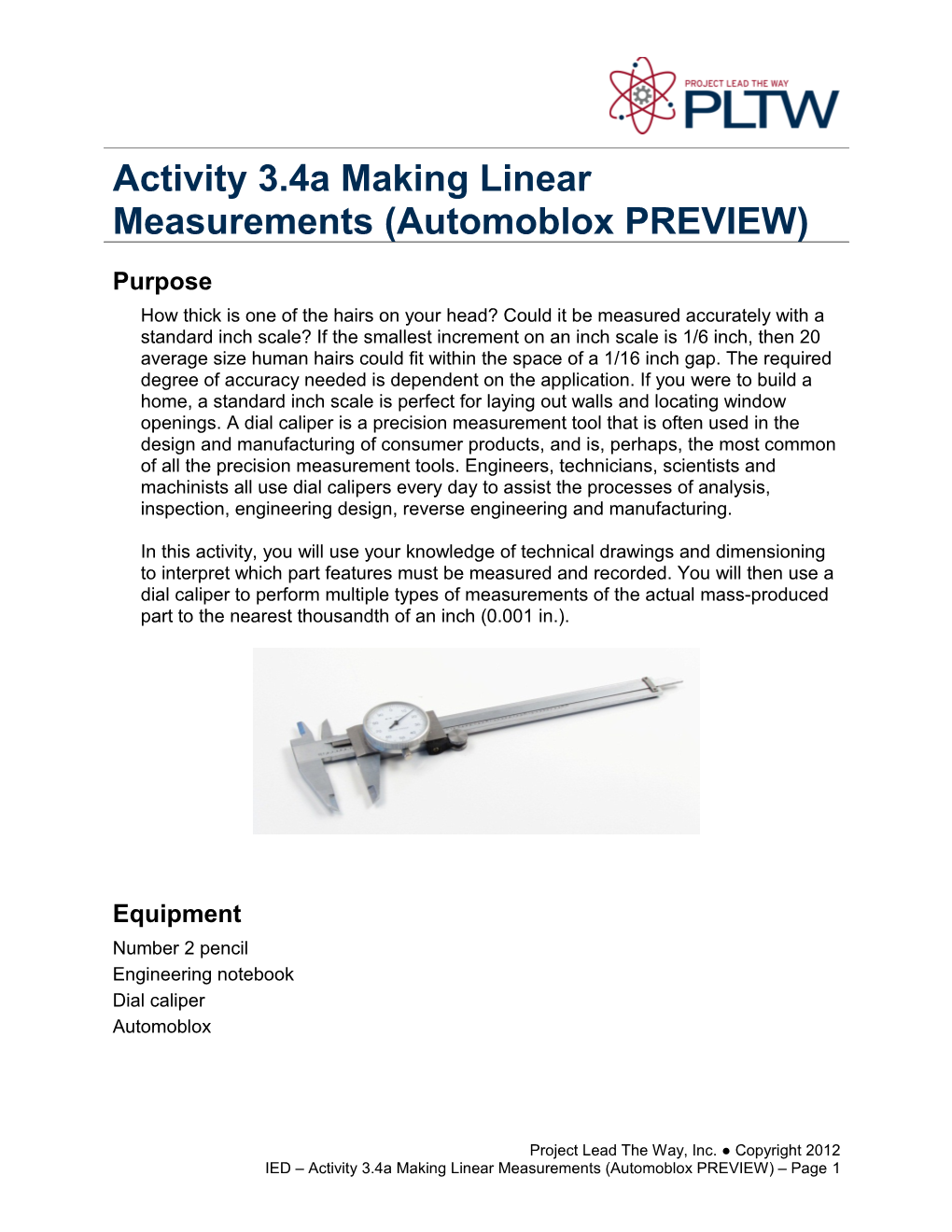 Activity 3.4A Making Linear Measurements (Automoblox PREVIEW)