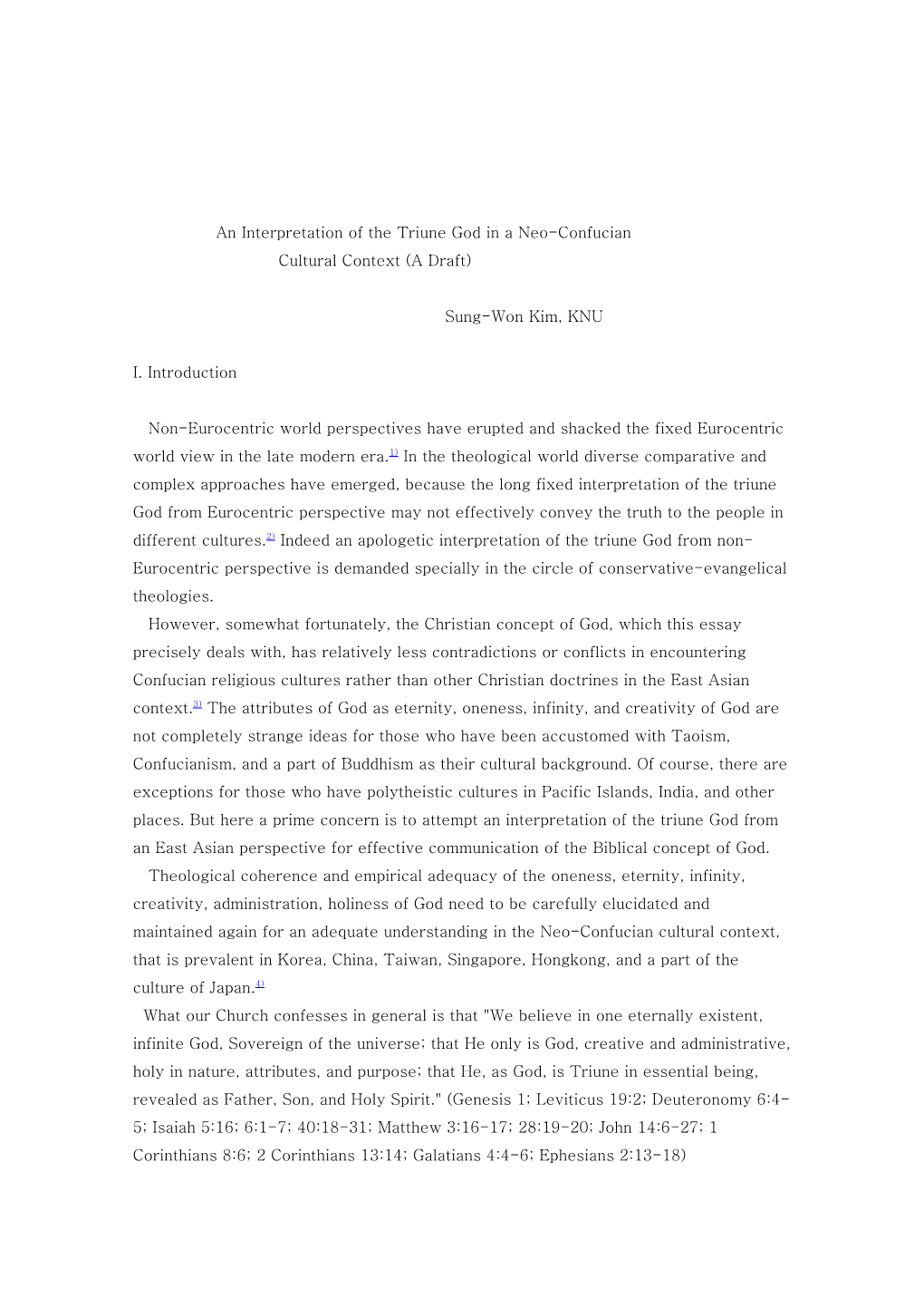 An Interpretation of the Triune God in a Neo-Confucian