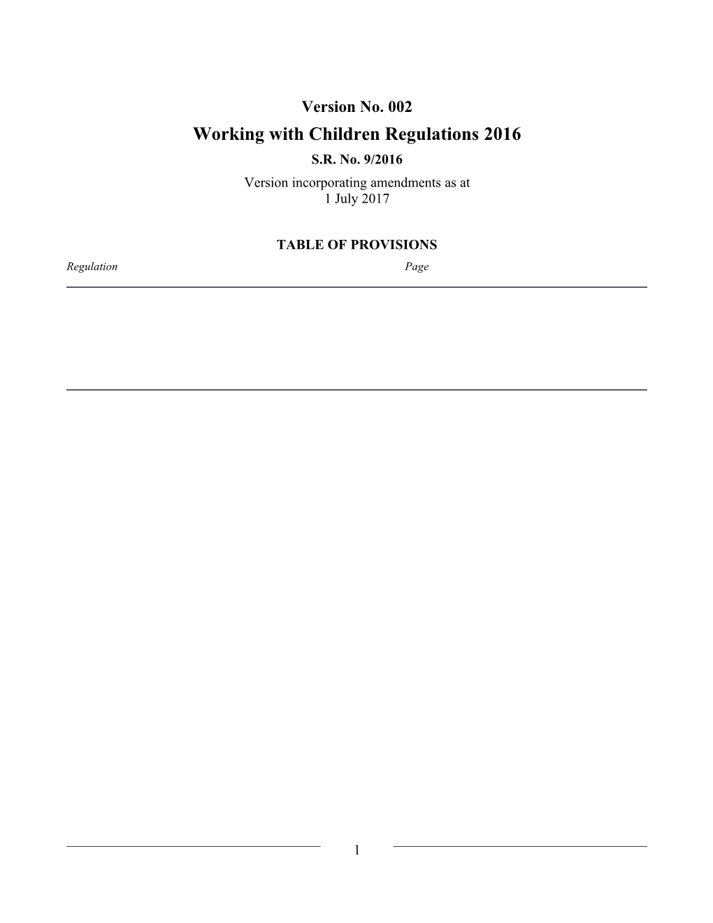 Working with Children Regulations 2016