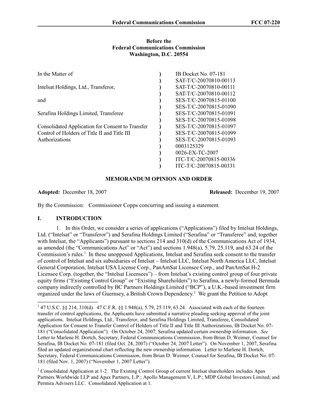 Federal Communications Commissionfcc 07-220