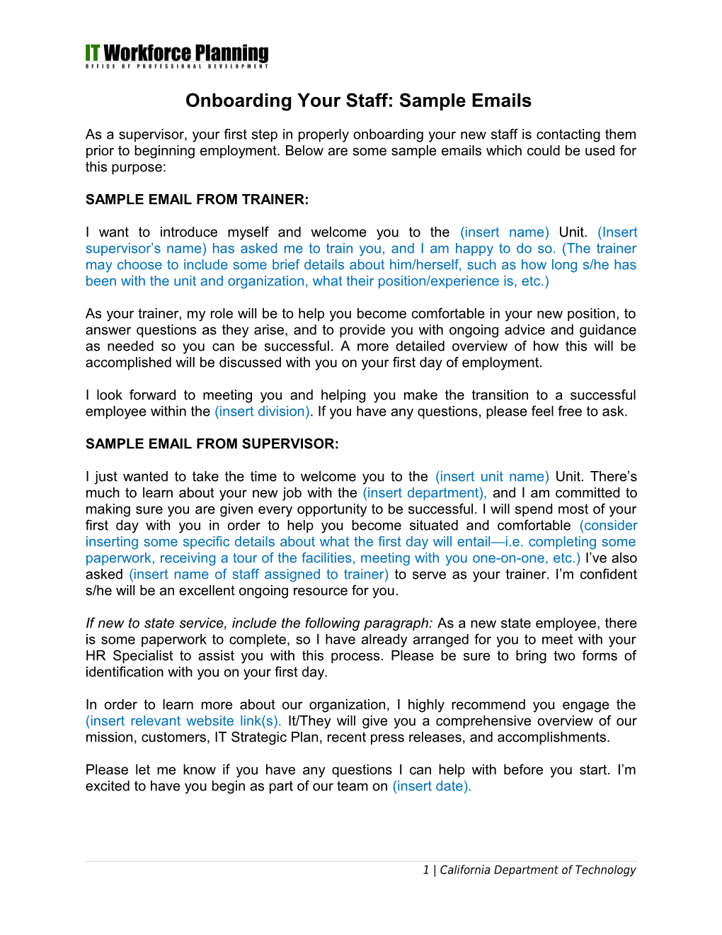 Onboarding Your Staff: Sample Emails