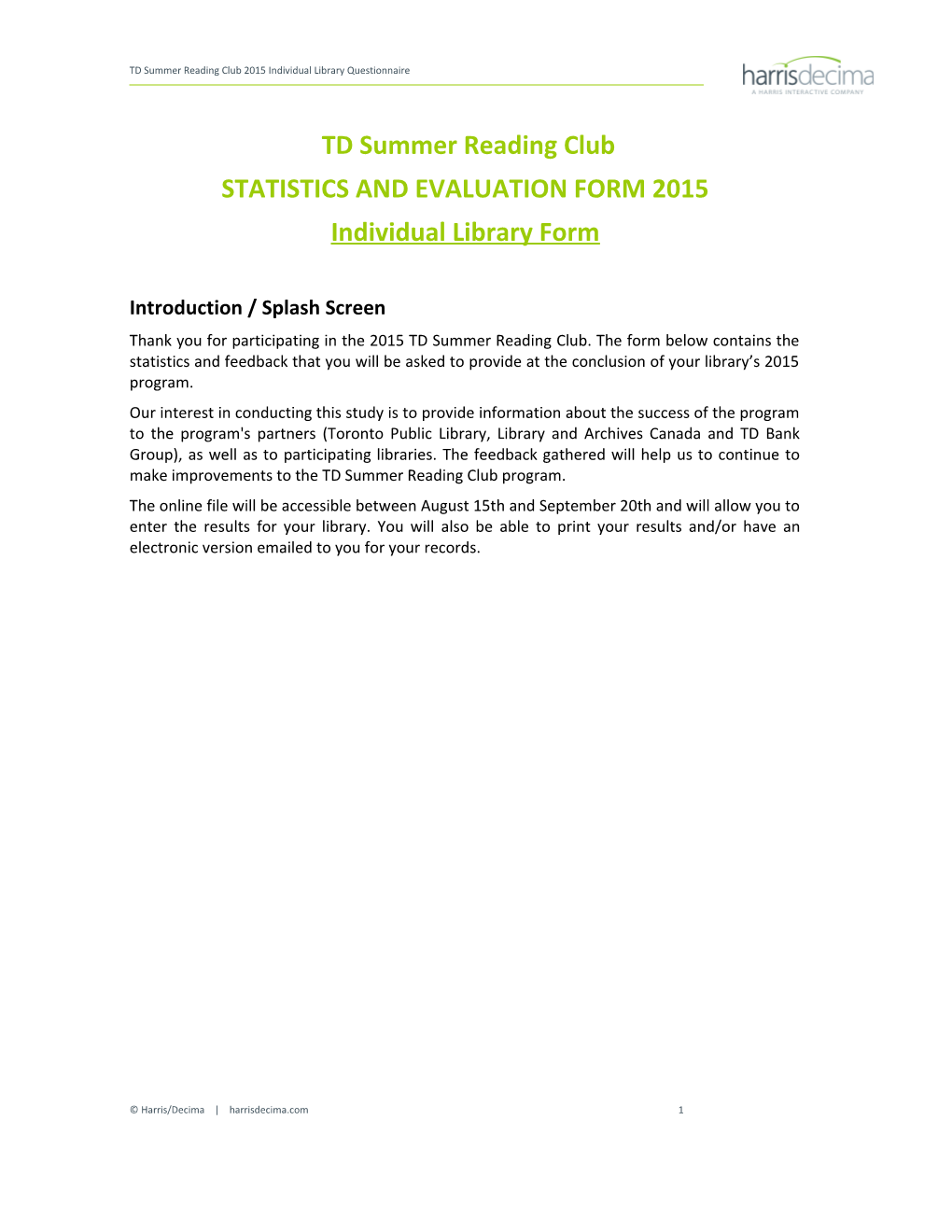 Statistics and Evaluation Form 2015