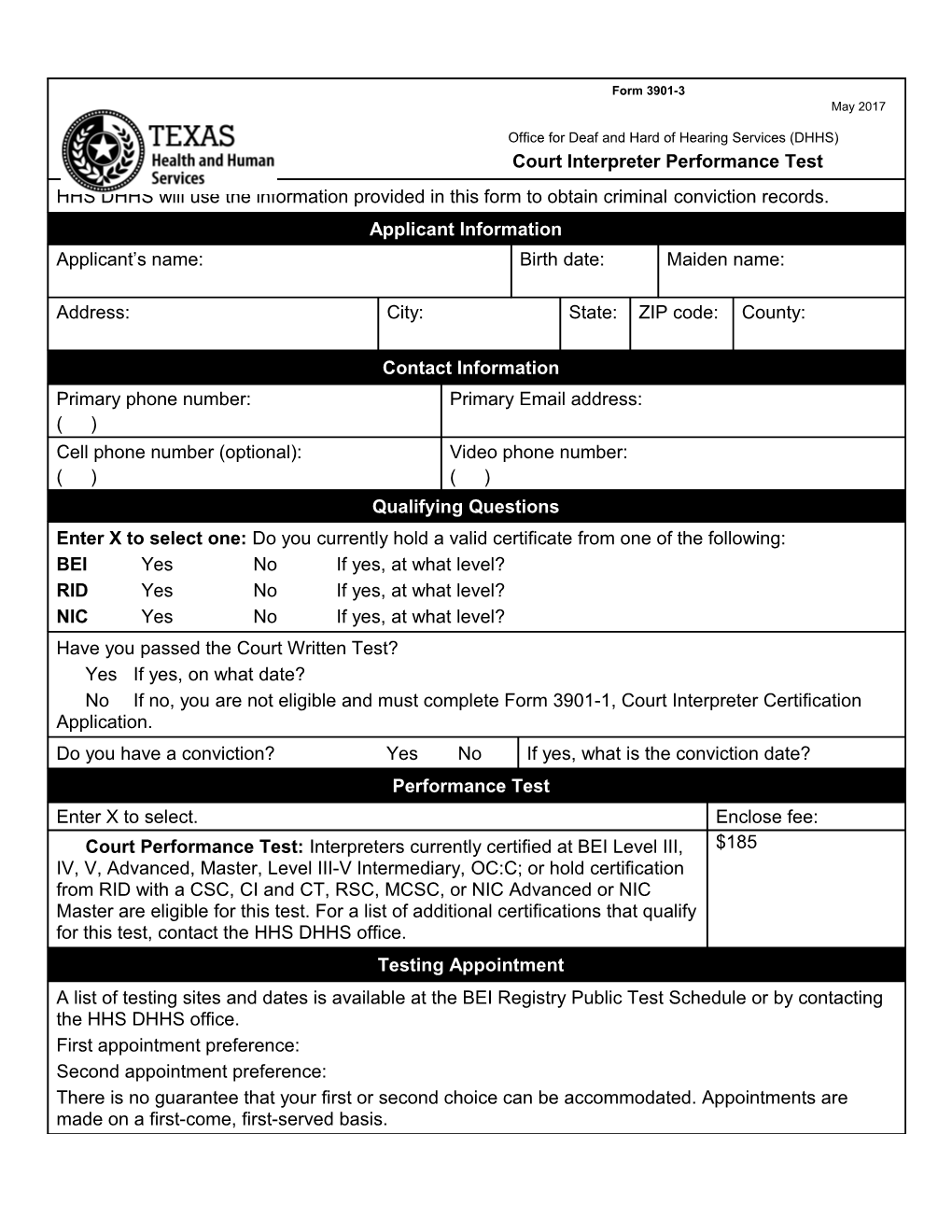 Court Interpreter Performance Test