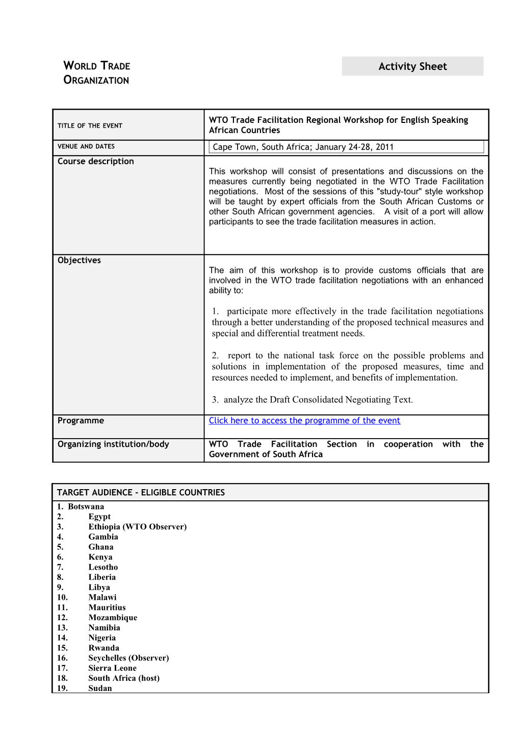 On the Trade Facilitation Negotiations