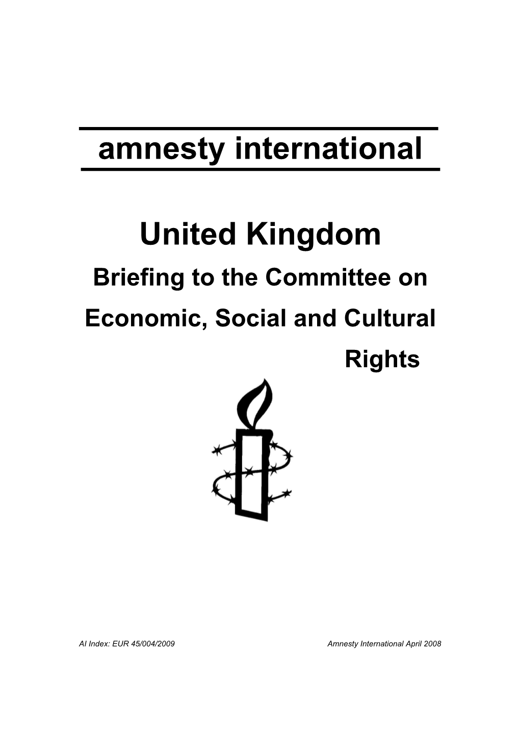 Briefing to the Committee on Economic, Social and Cultural Rights