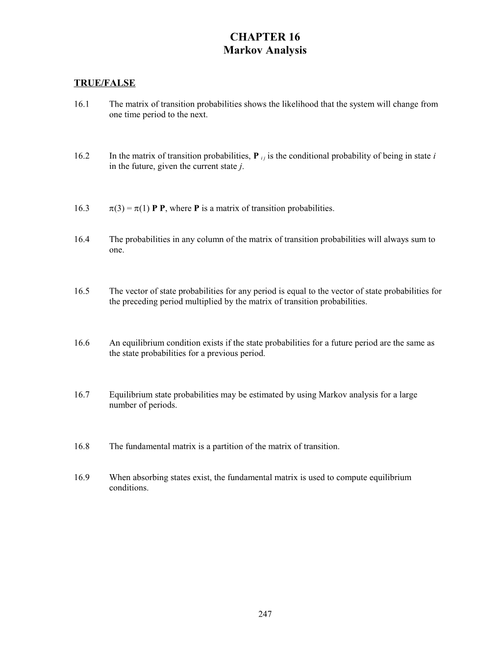 Markov Analysis CHAPTER 16