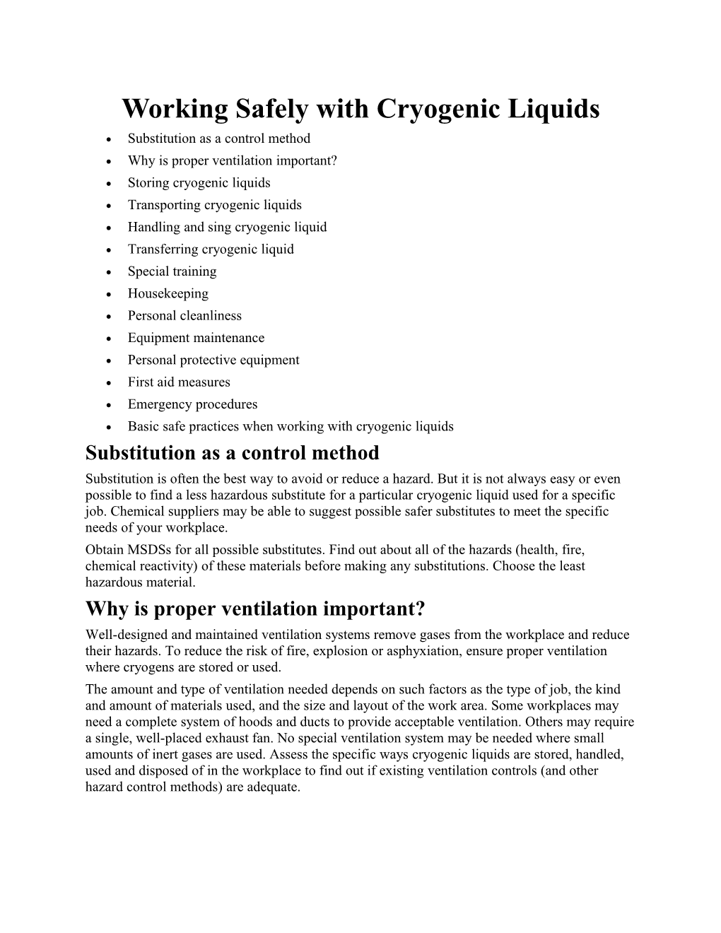 Working Safely with Cryogenic Liquids