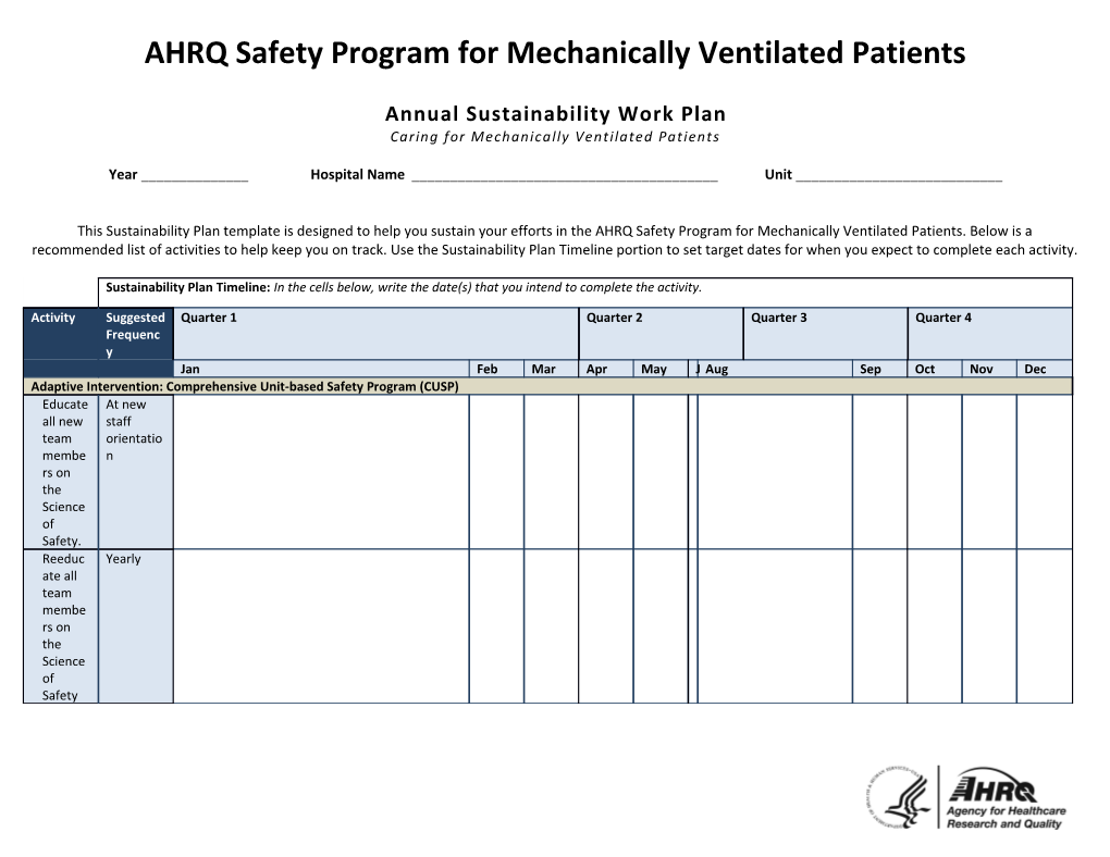 AHRQ Safety Program for Mechanically Ventilated Patients