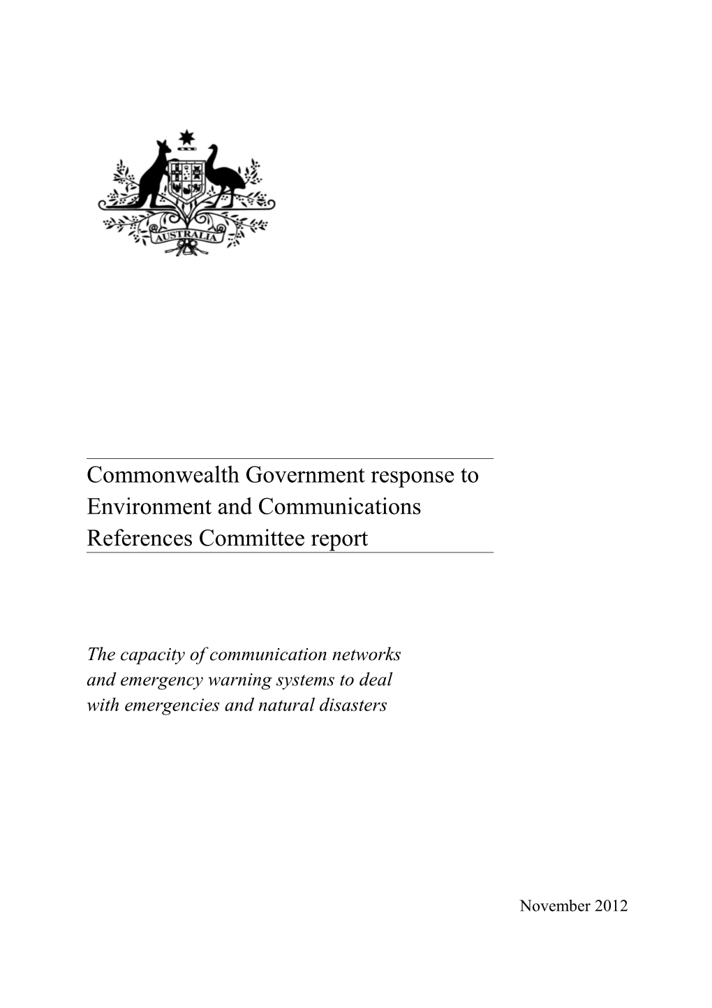 Commonwealth Response to the Environment and Communications References Committee Report