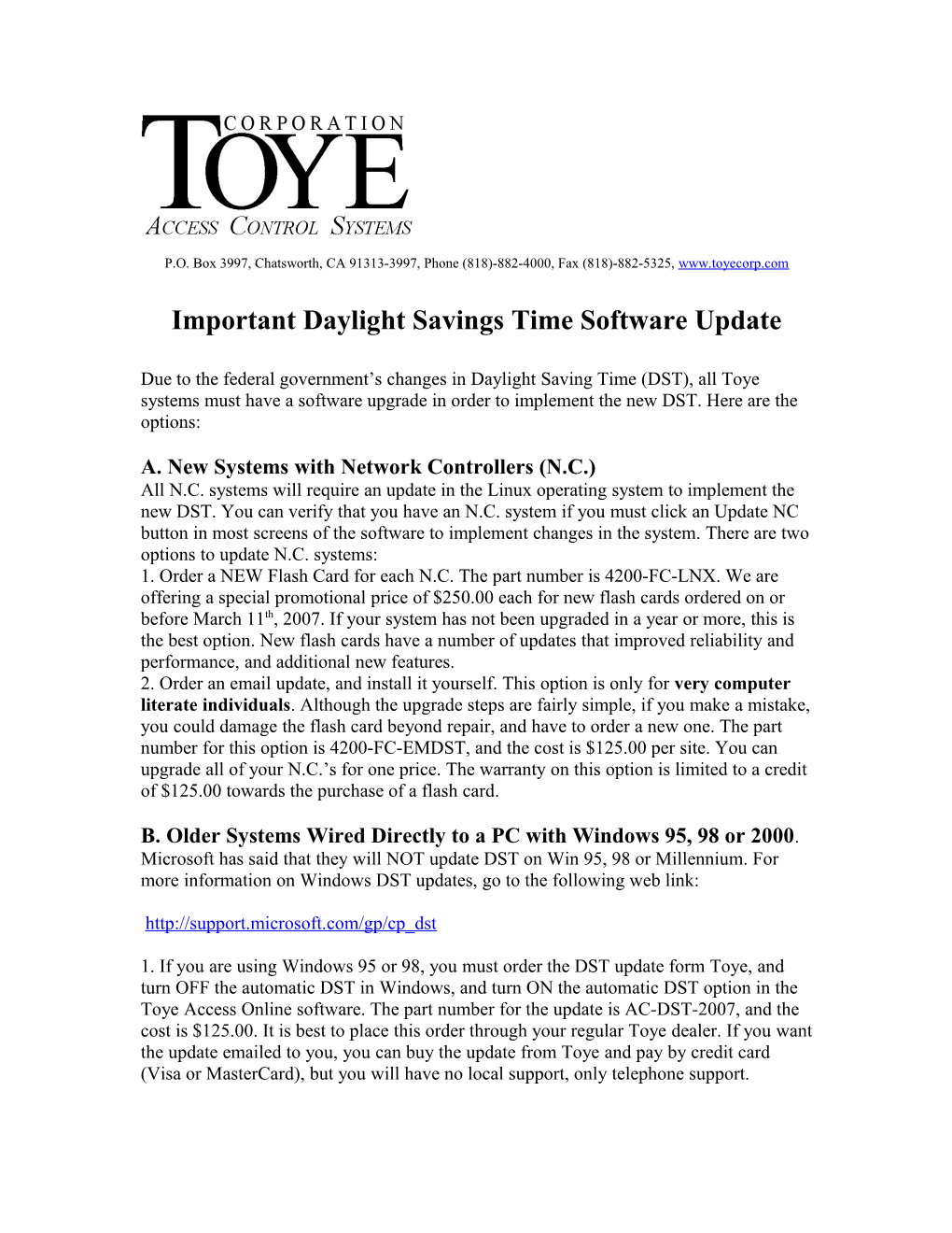 Important Daylight Savings Time Software Update