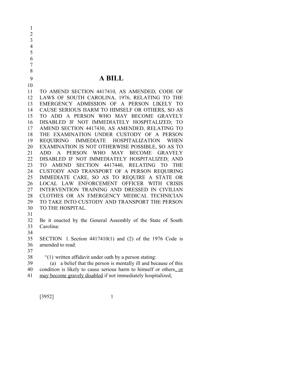 2015-2016 Bill 3952 Text of Previous Version (Apr. 14, 2015) - South Carolina Legislature Online