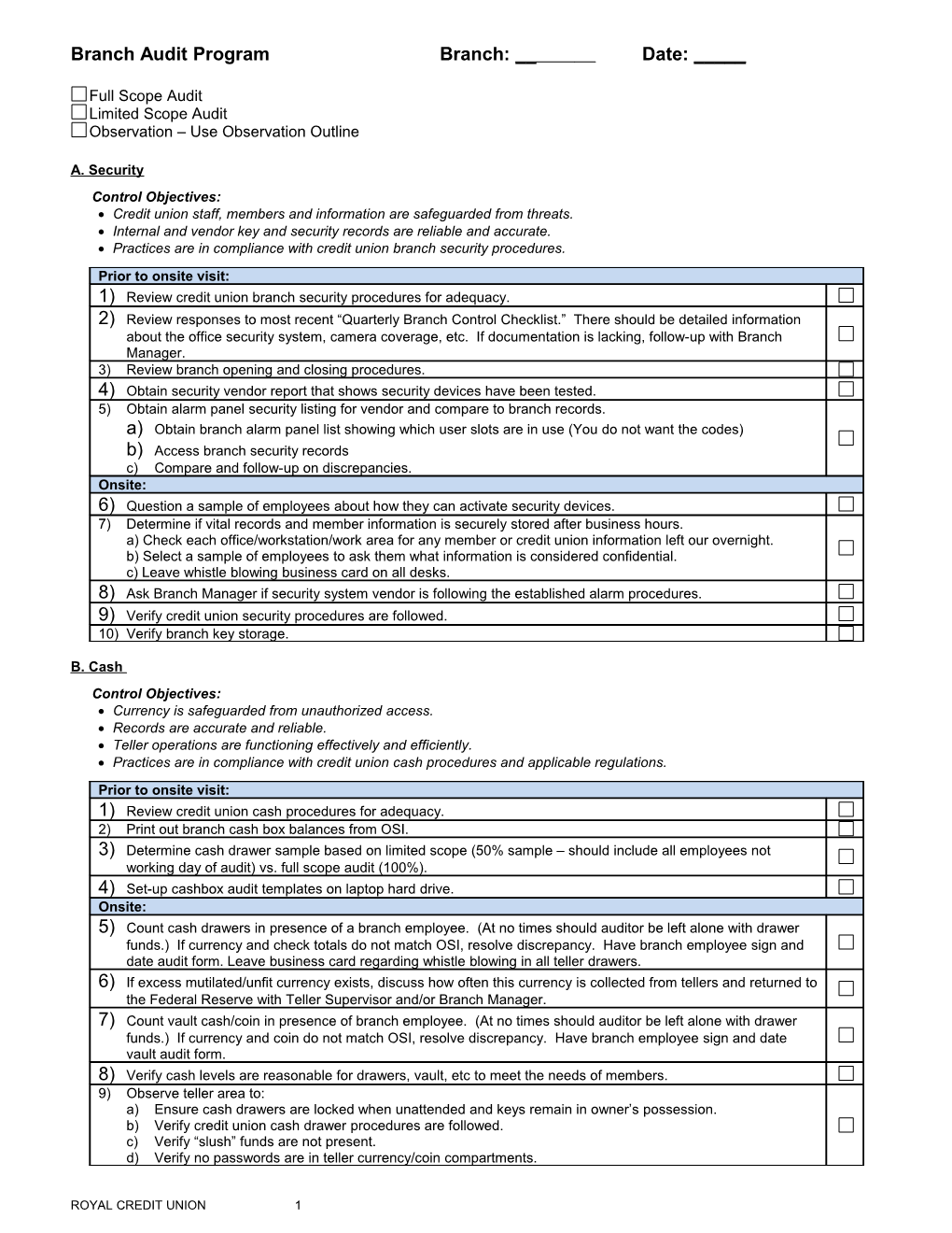 2002 Branch Audit Program