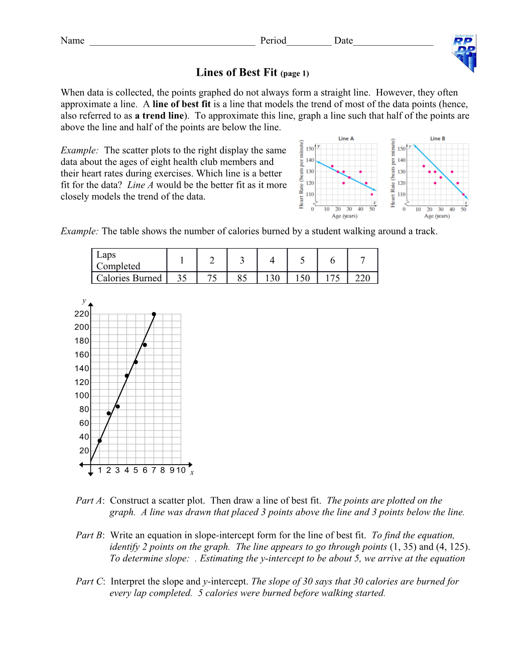 Lines of Best Fit(Page 1)