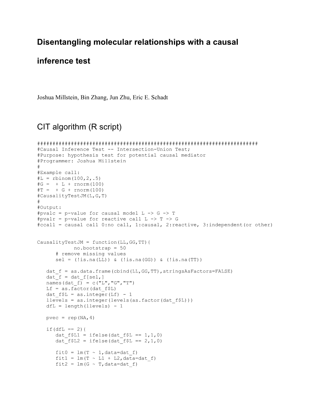 Disentangling Molecular Relationships with a Causal Inference Test