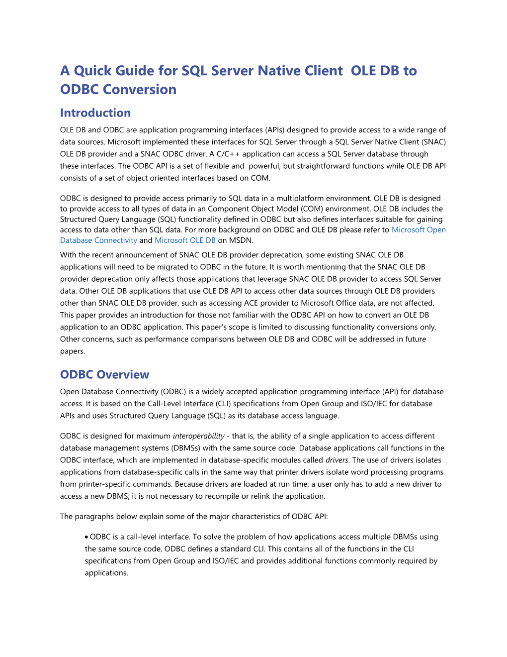 A Quick Guide Forsql Server Native Client OLE DB to ODBC Conversion