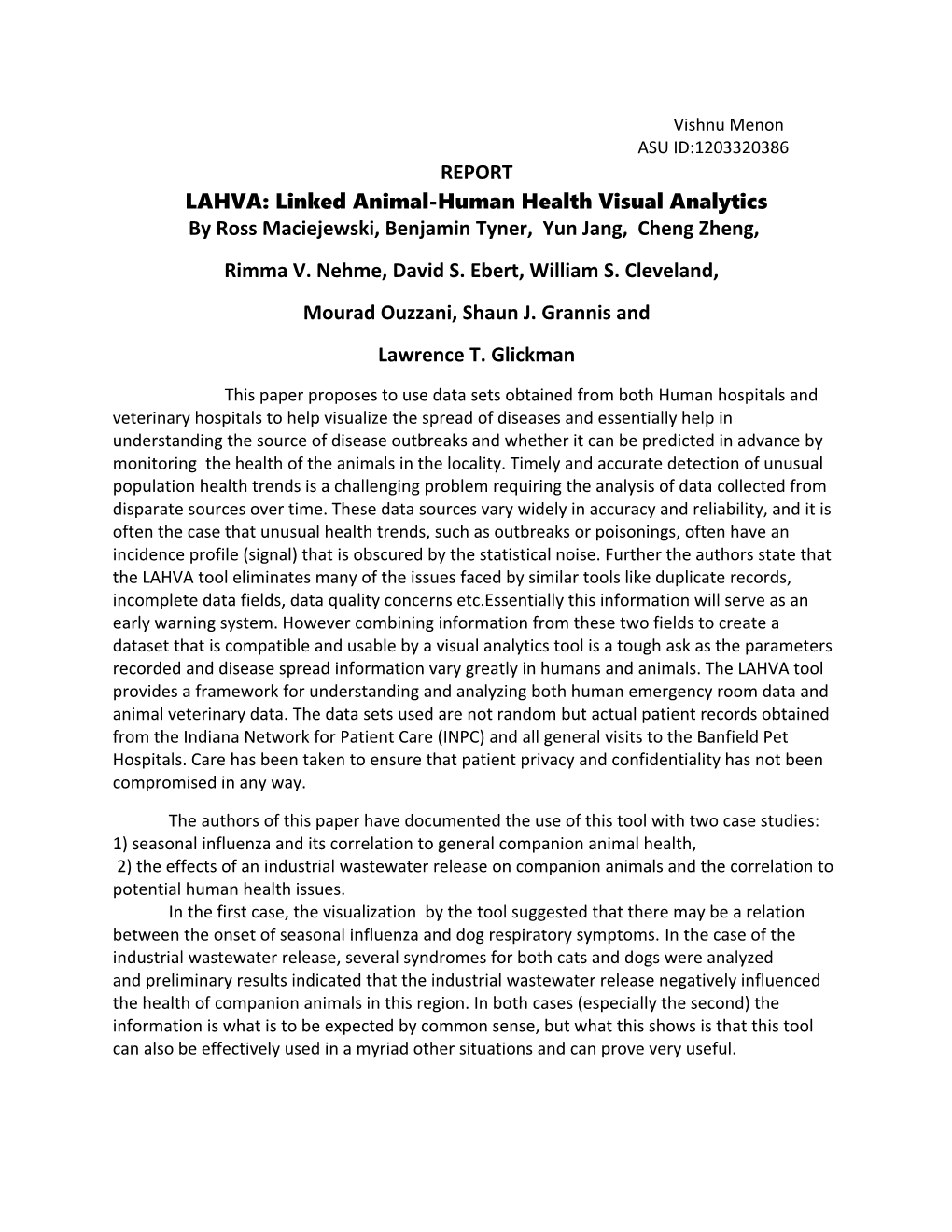 LAHVA: Linked Animal-Human Health Visual Analytics