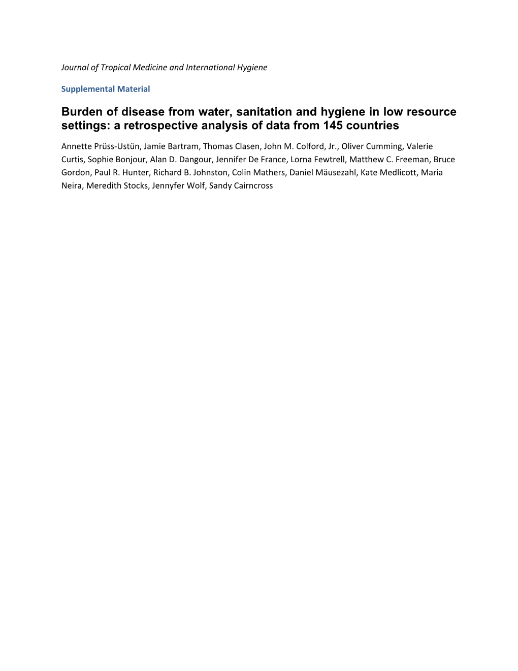 Journal of Tropical Medicine and International Hygiene