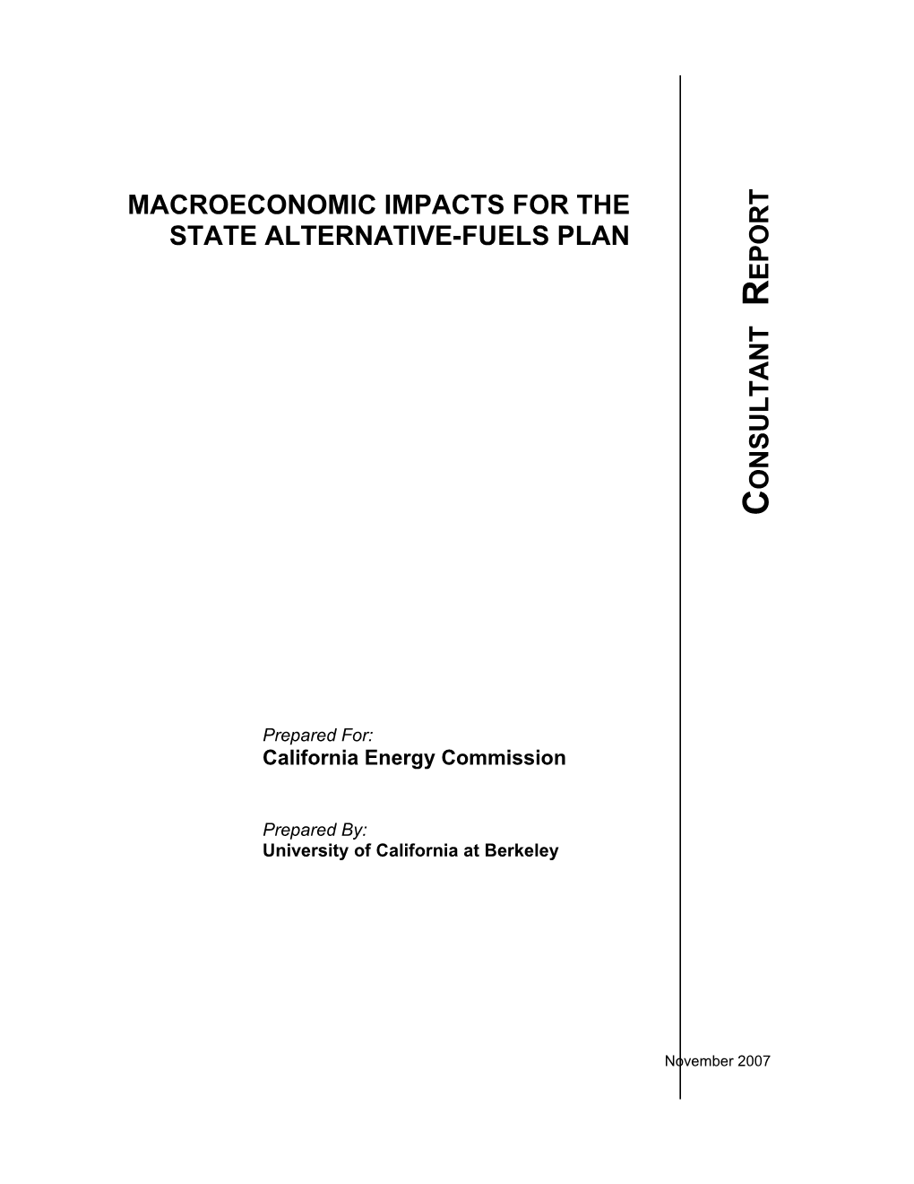 Macroeconomic Impacts for the State Alternative-Fuels Plan