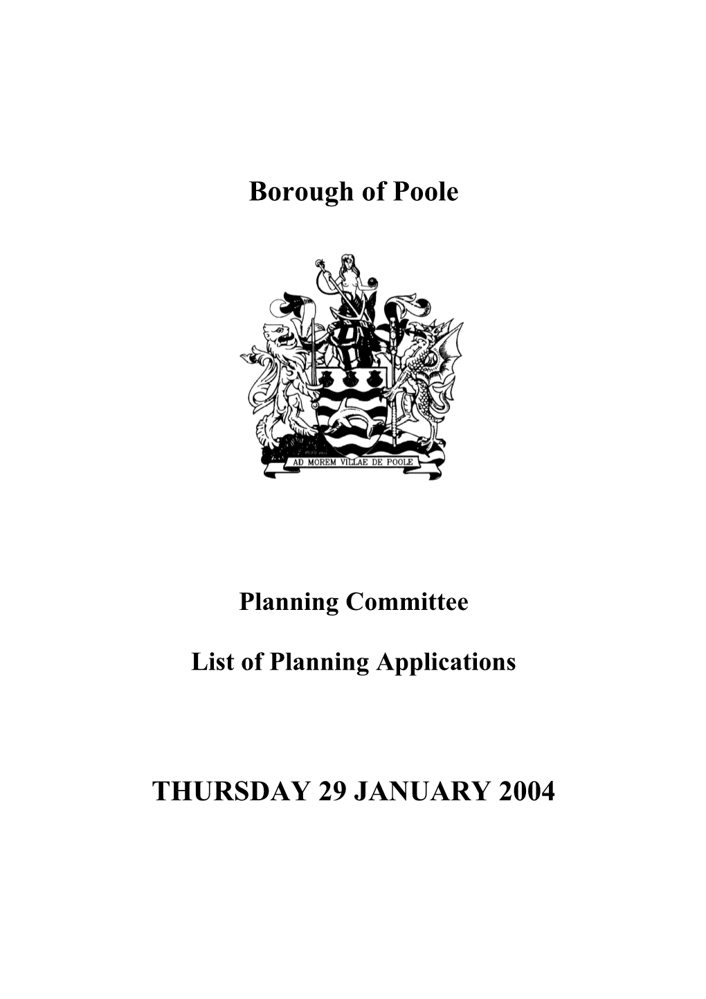 Final Plans List - 29 January 2004