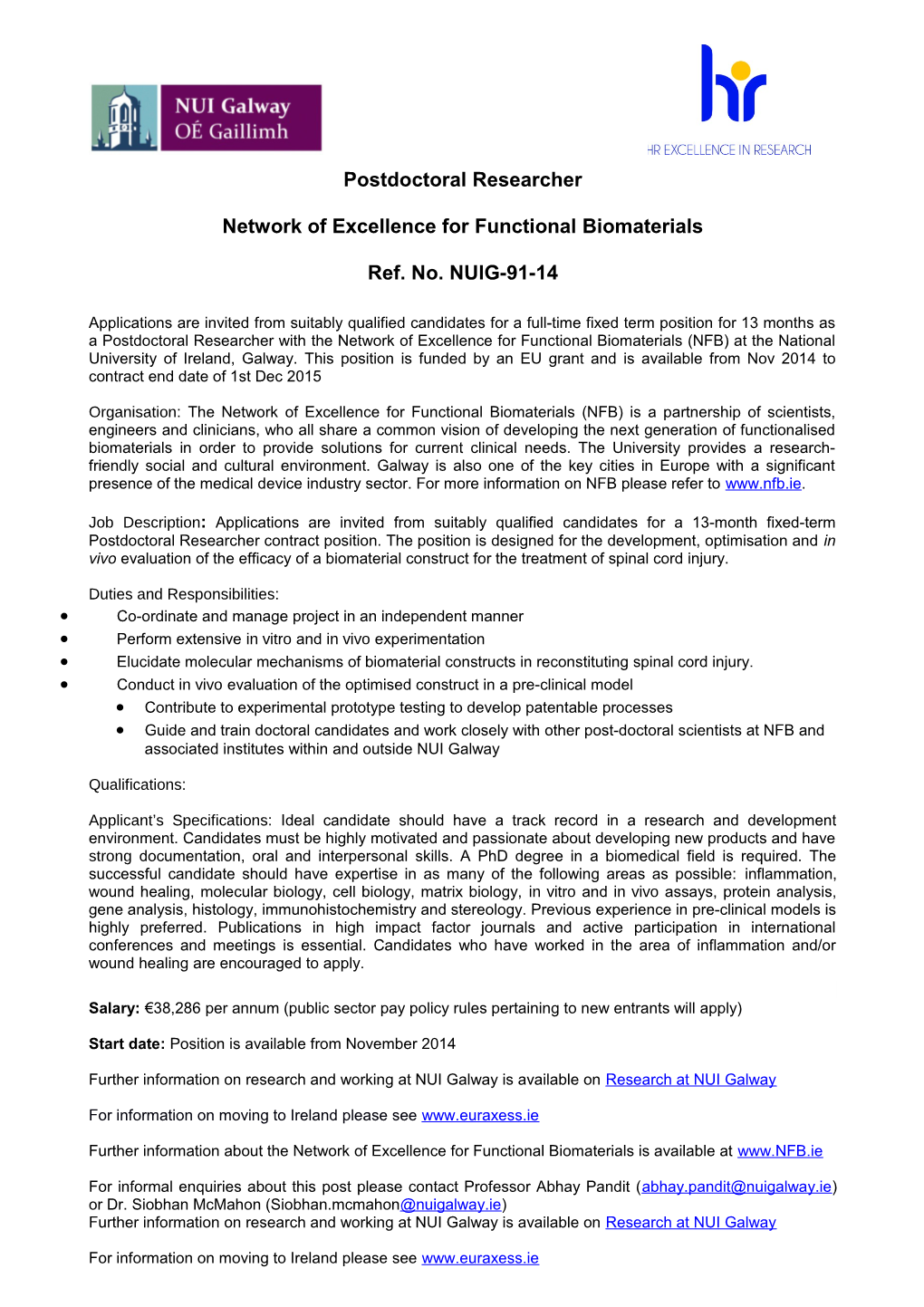 Network of Excellence for Functional Biomaterials