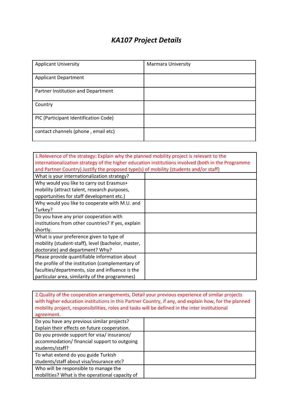 KA107 Project Details