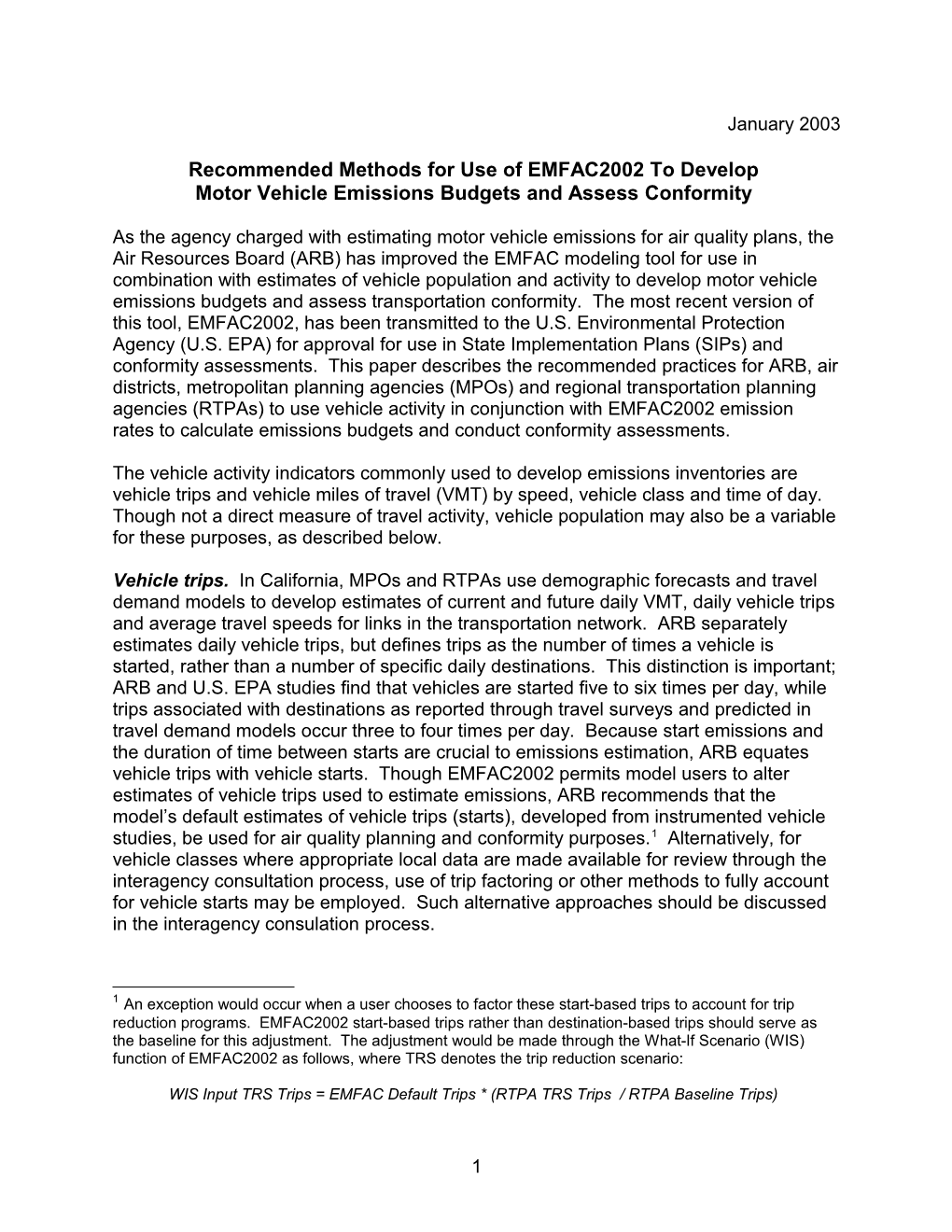 2002-12: Recommended Methods for Use of EMFAC2002