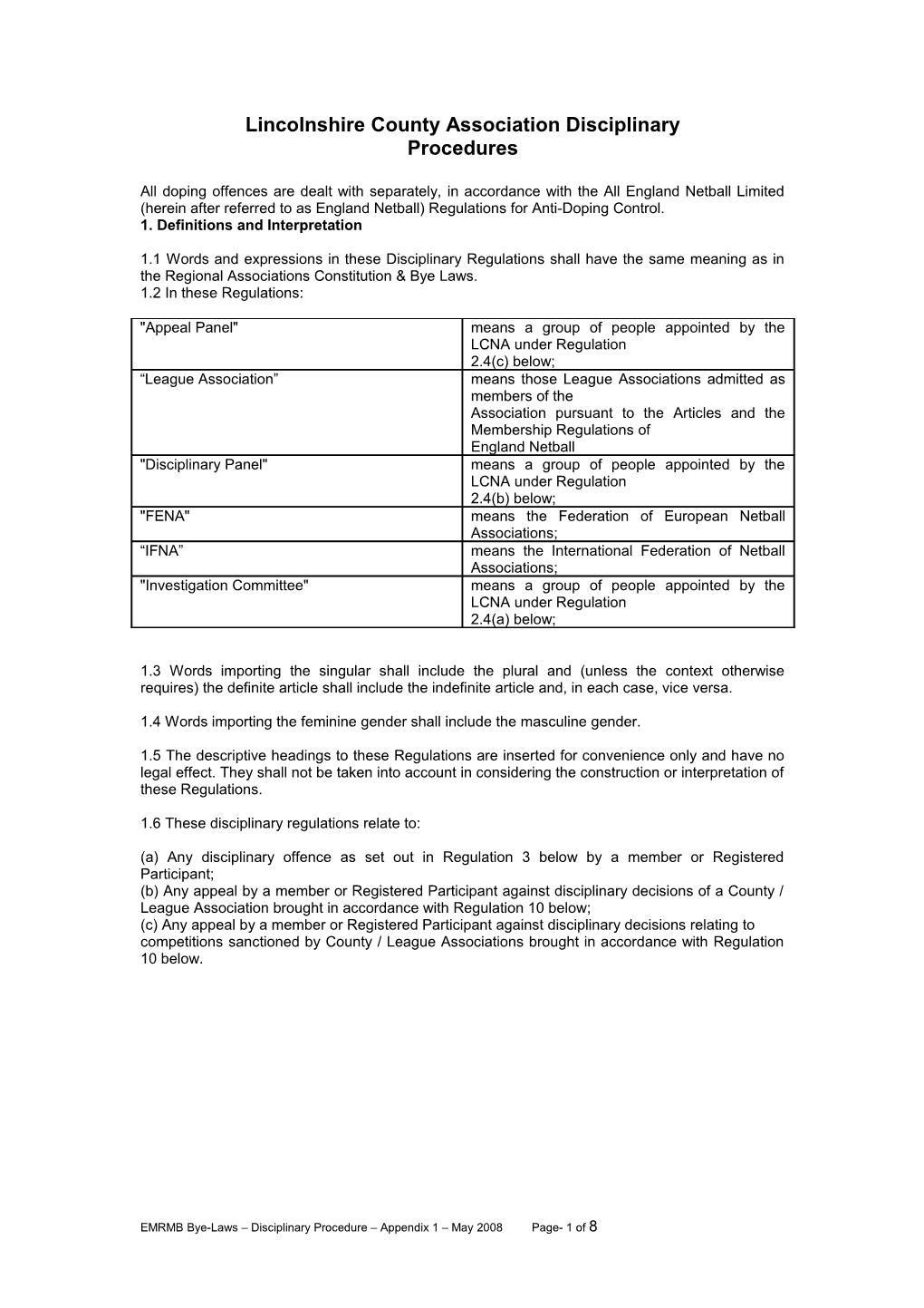 East Midlands Regional Association Disciplinary