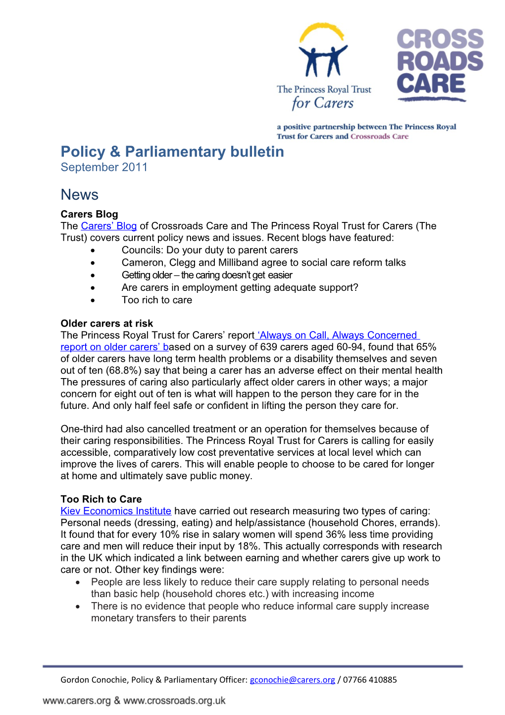 Policy & Parliamentary Bulletin