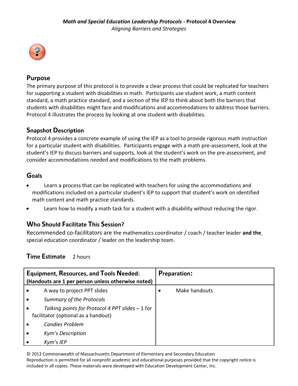 Protocol 4 Overview - Aligning Barriers and Strategies