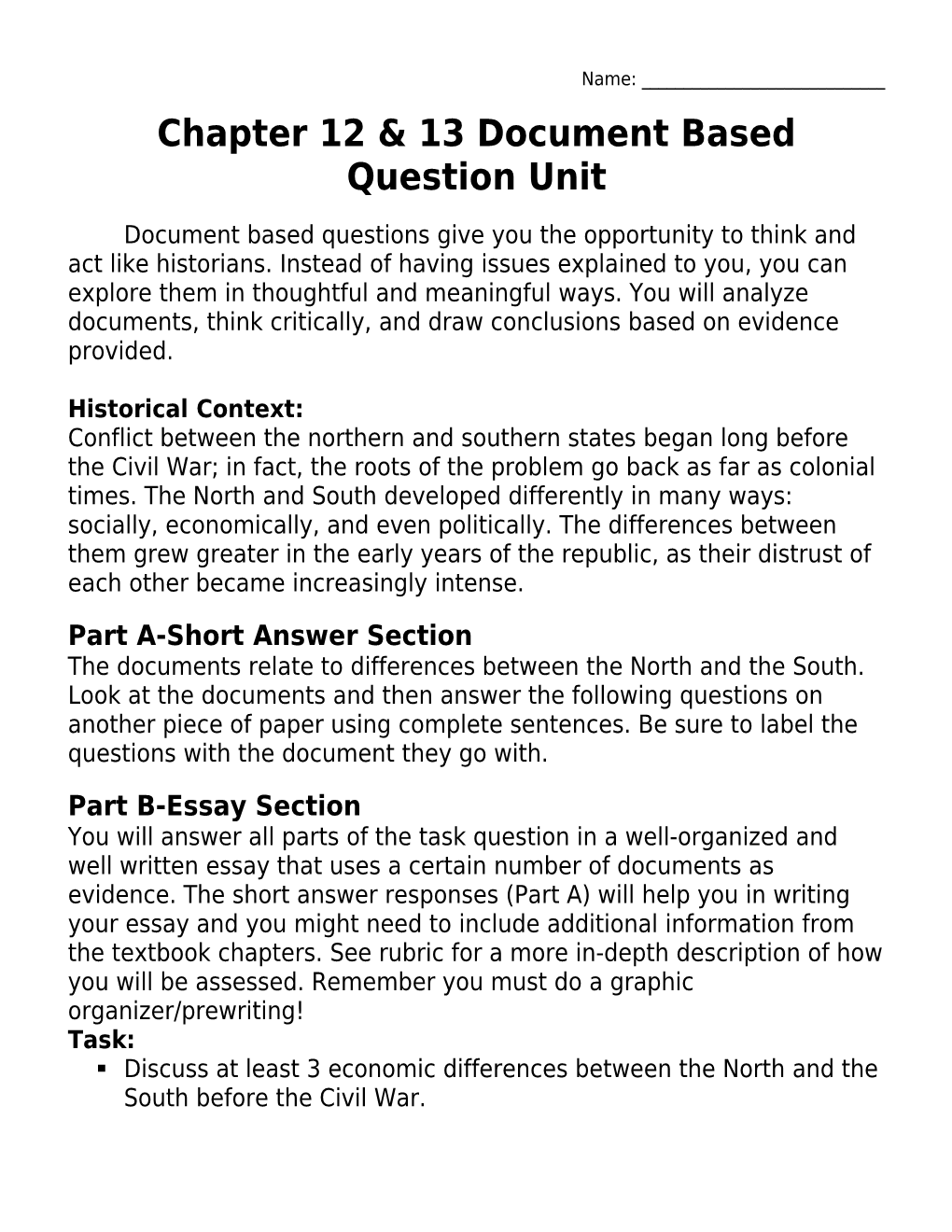 Chapter 12 & 13 Document Based Question Unit