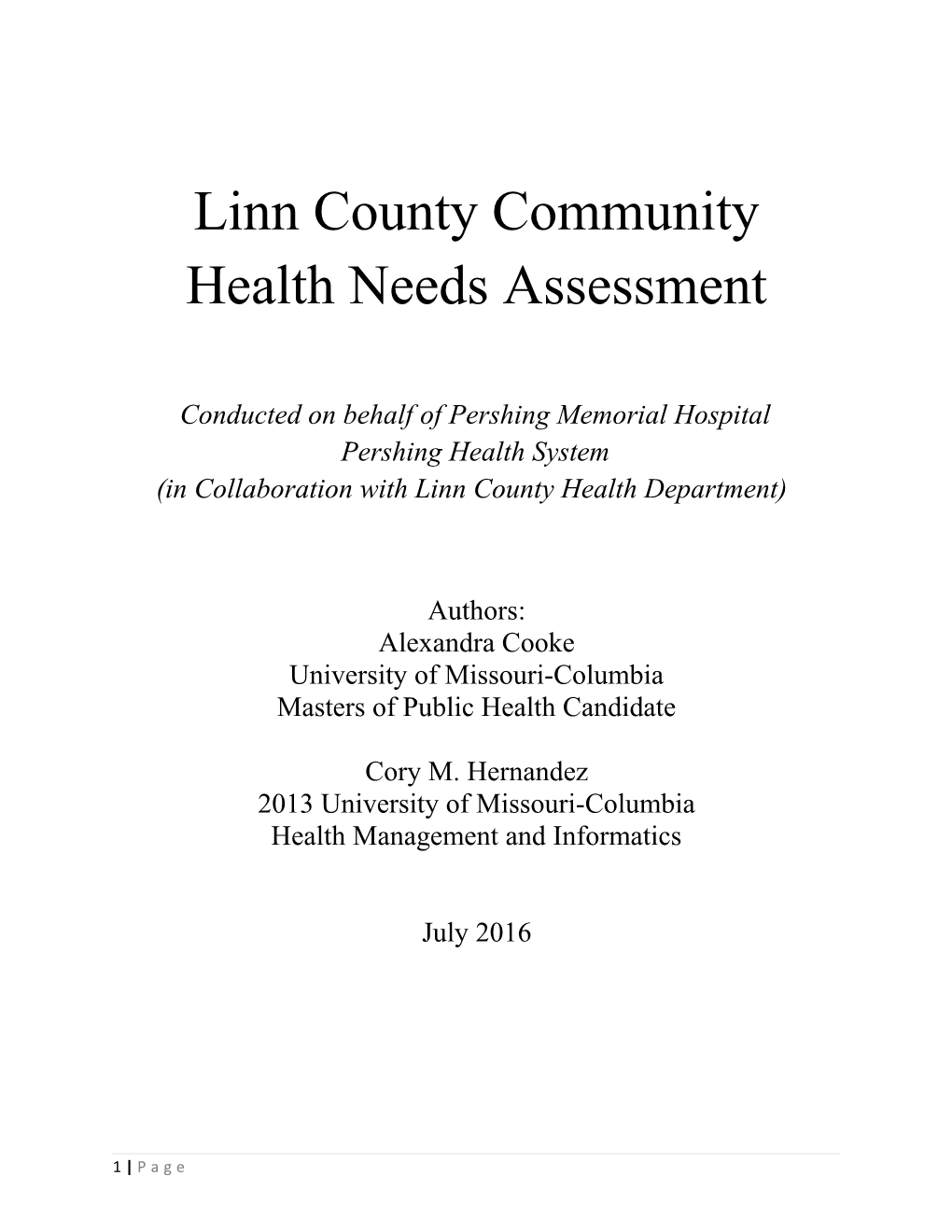 Linn County Community Health Needs Assessment