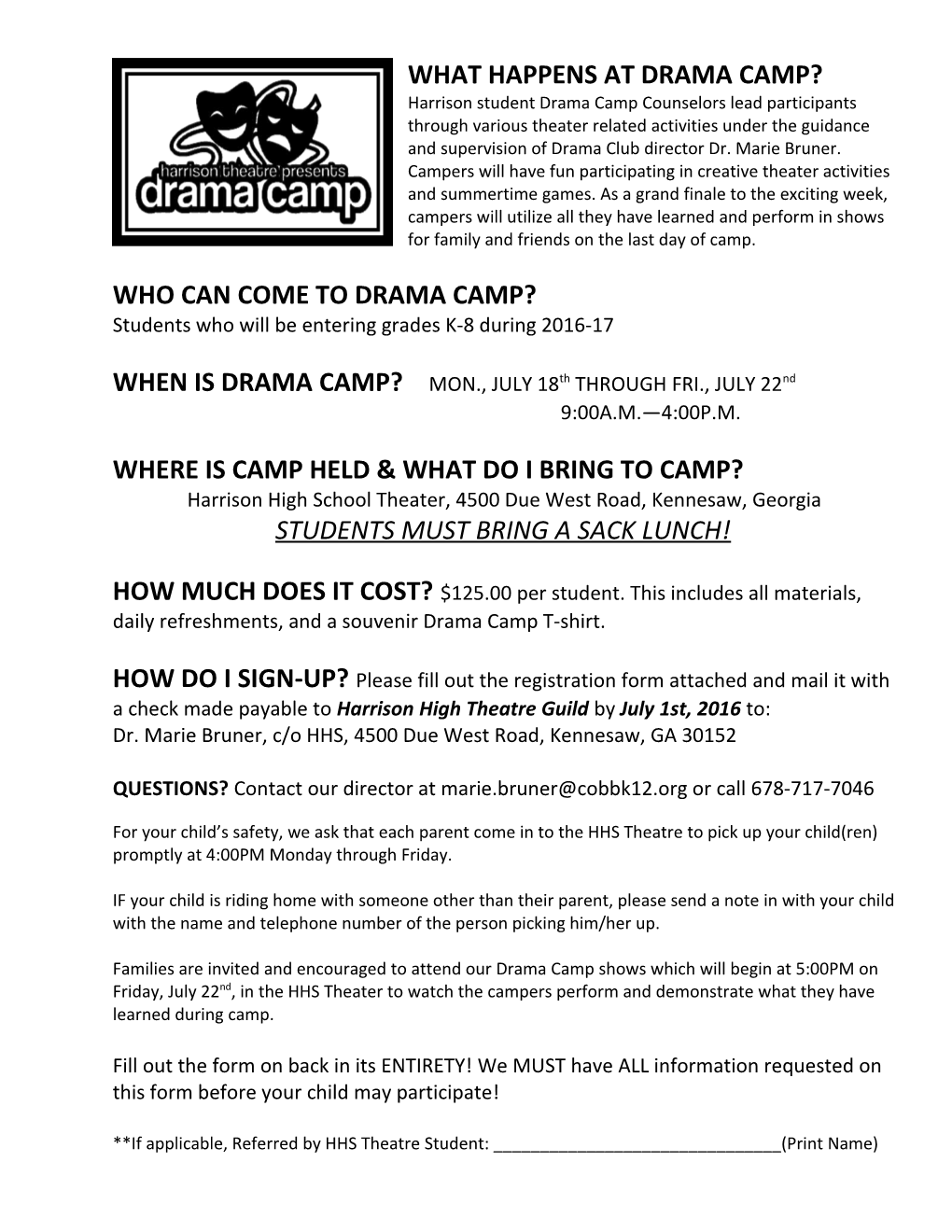 Who Can Come to Drama Camp?