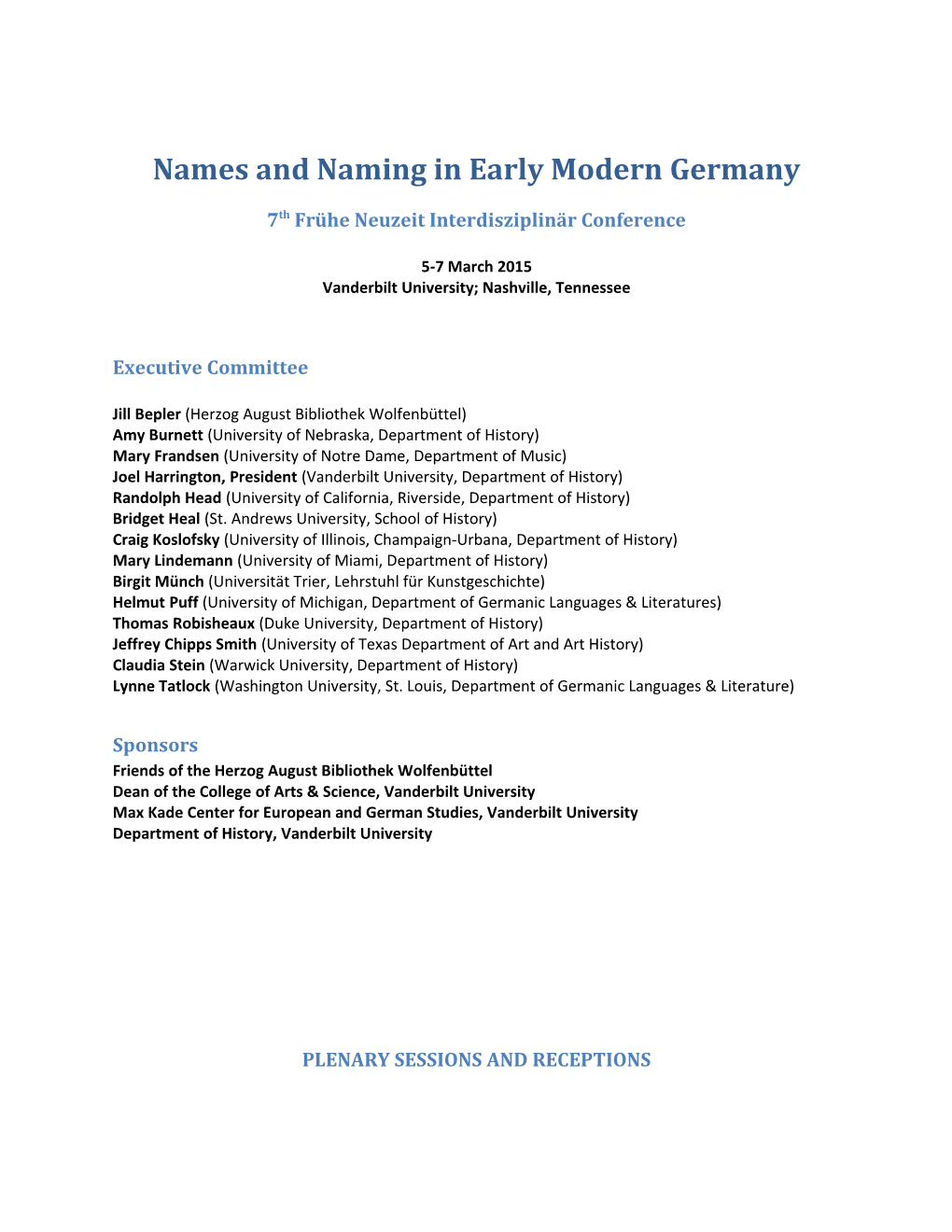Names and Naming in Early Modern Germany