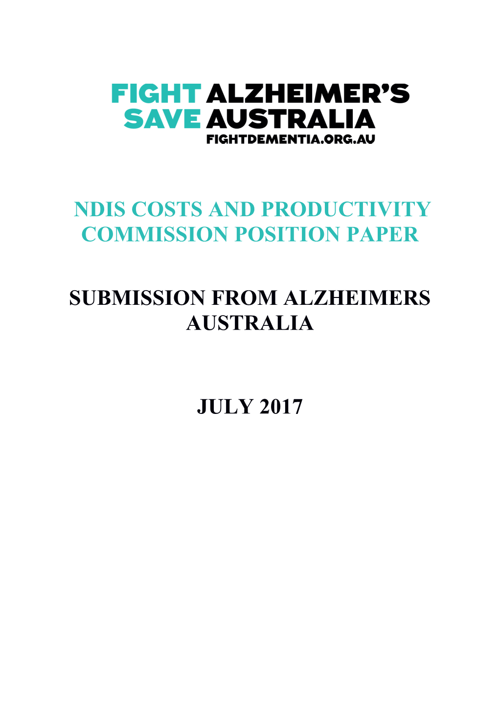 Submission PP313 - Alzheimer's Australia - National Disability Insurance Scheme (NDIS)