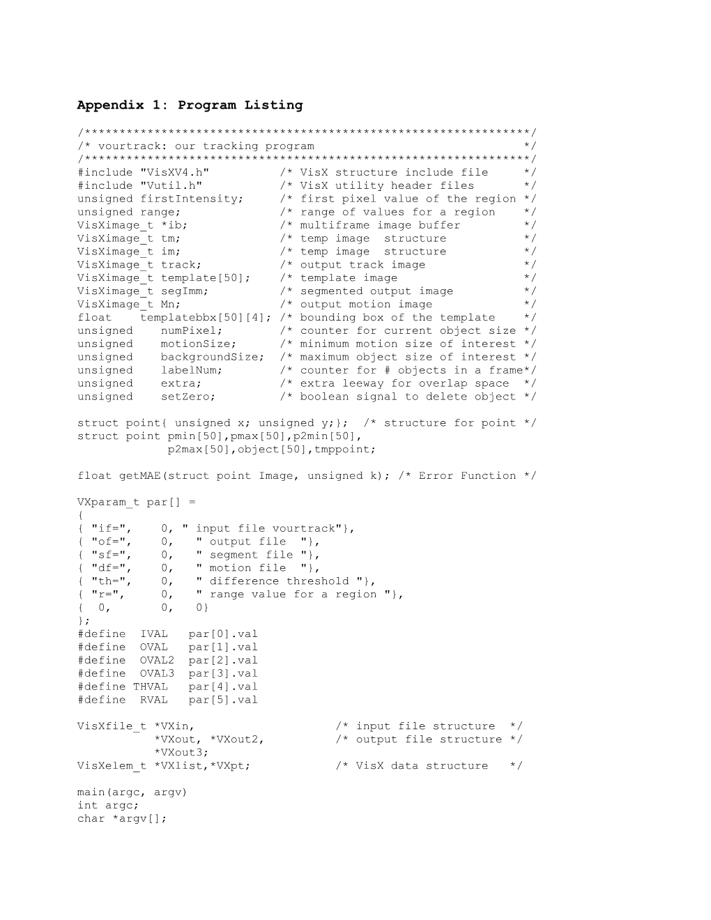 Appendix 1: Program Listing