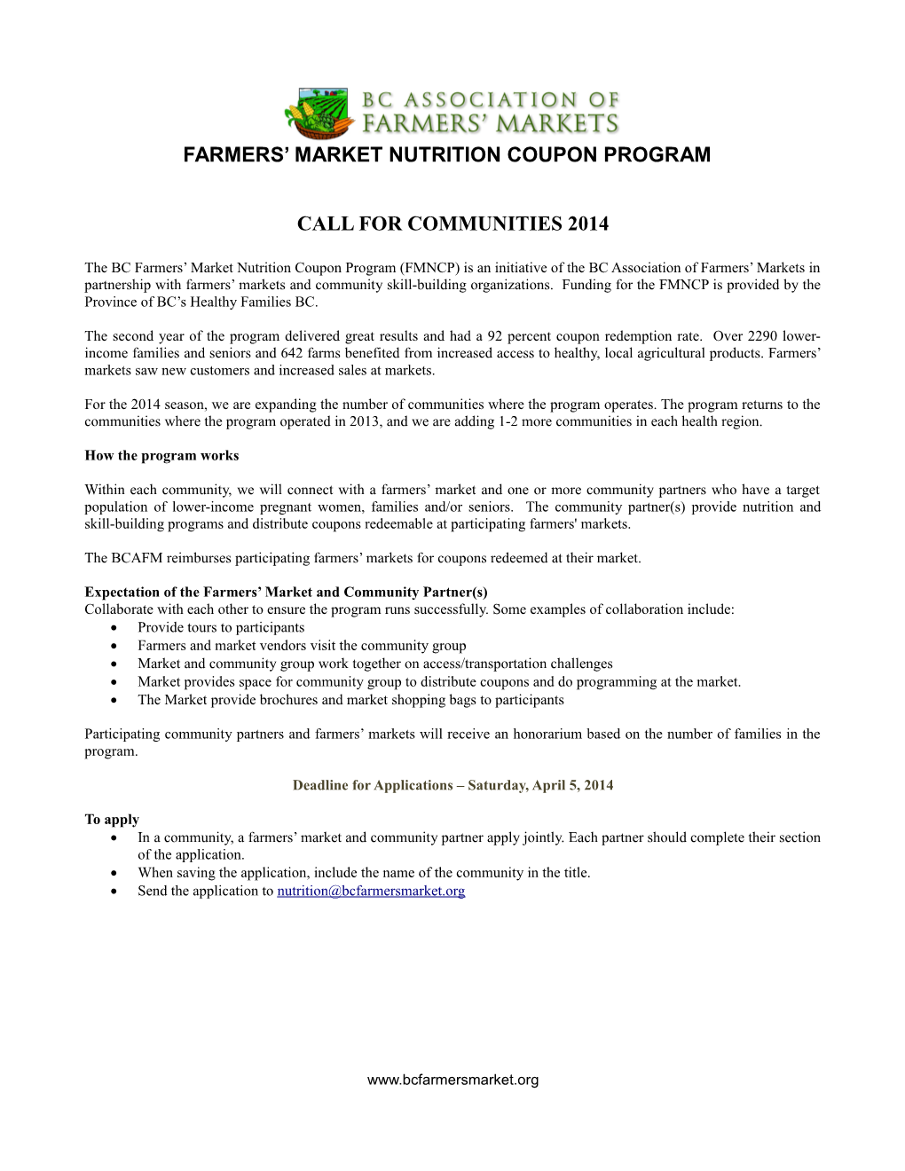 Farmers Market Nutrition Coupon Program