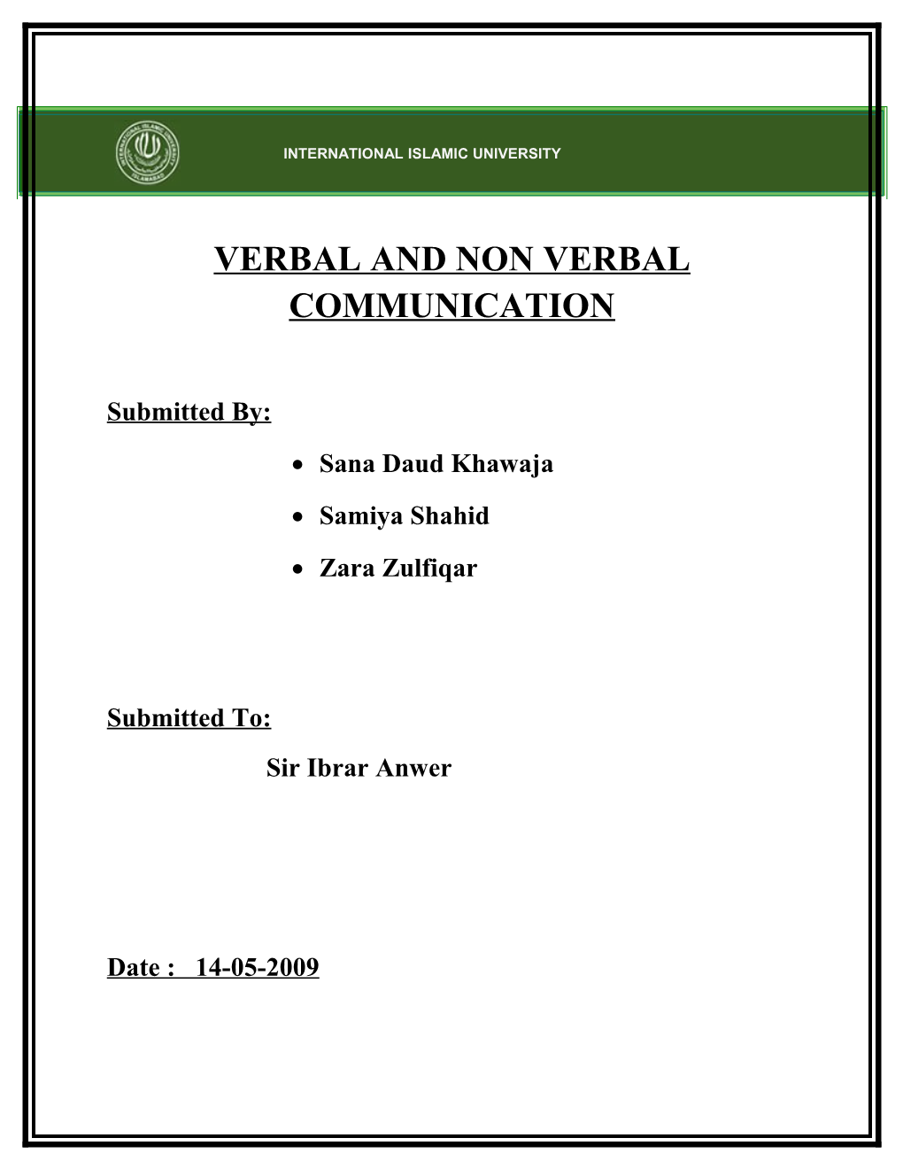 Verbal and Non Verbal Communication