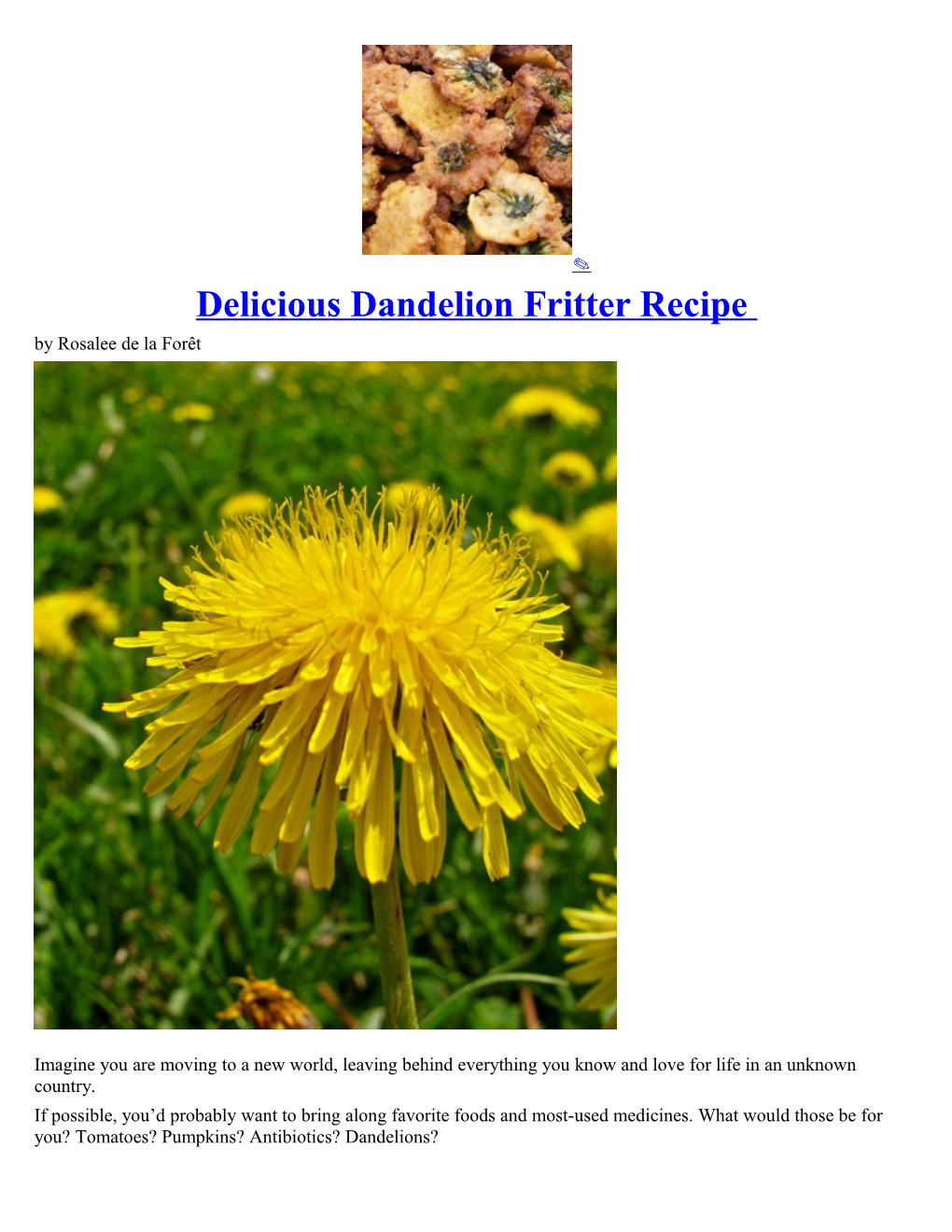 Delicious Dandelion Fritter Recipe