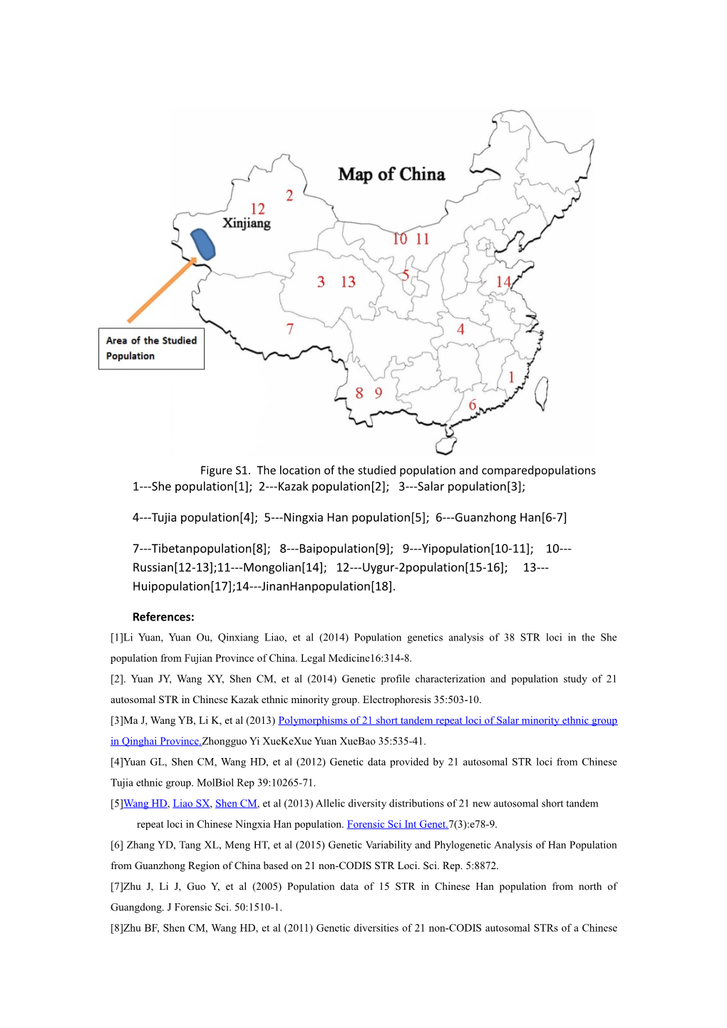 Figure S1. the Location of the Studied Population and Comparedpopulations