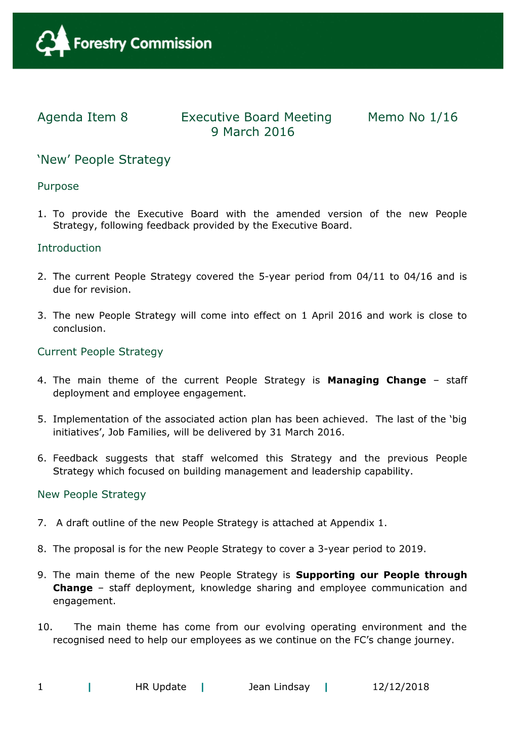Agenda Item 8Executive Board Meetingmemo No 1/16 9 March 2016